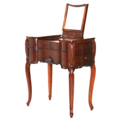 Antique vanité française victorienne de style Louis XV en bois de rose avec miroir, vers 1880