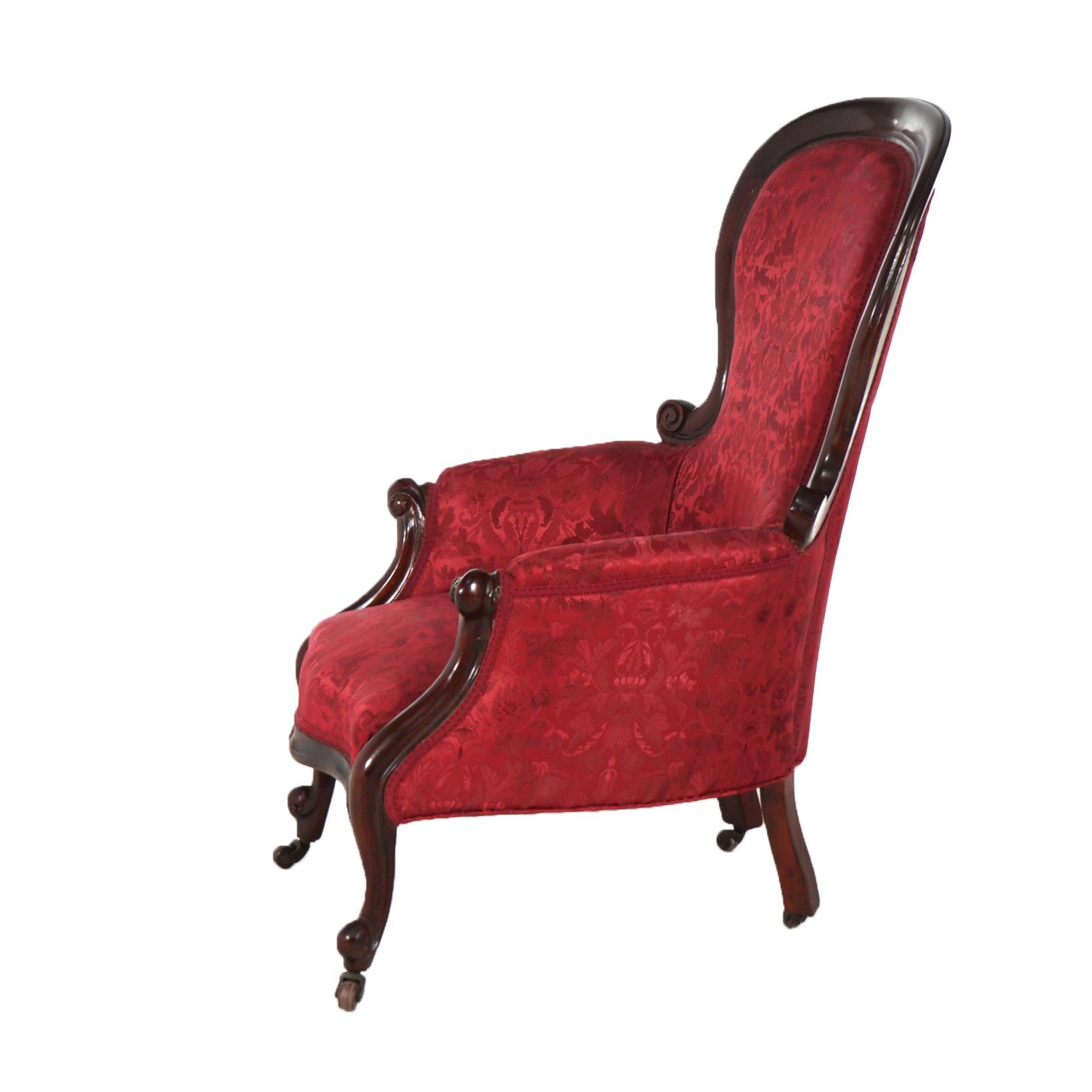 Upholstery Antique French Victorian Louis XV Style Upholstered Parlor Chair C1890 For Sale