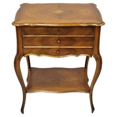 Antique French Victorian Mahogany Sewing Stand Nightstand Side Table w/ Flip Top