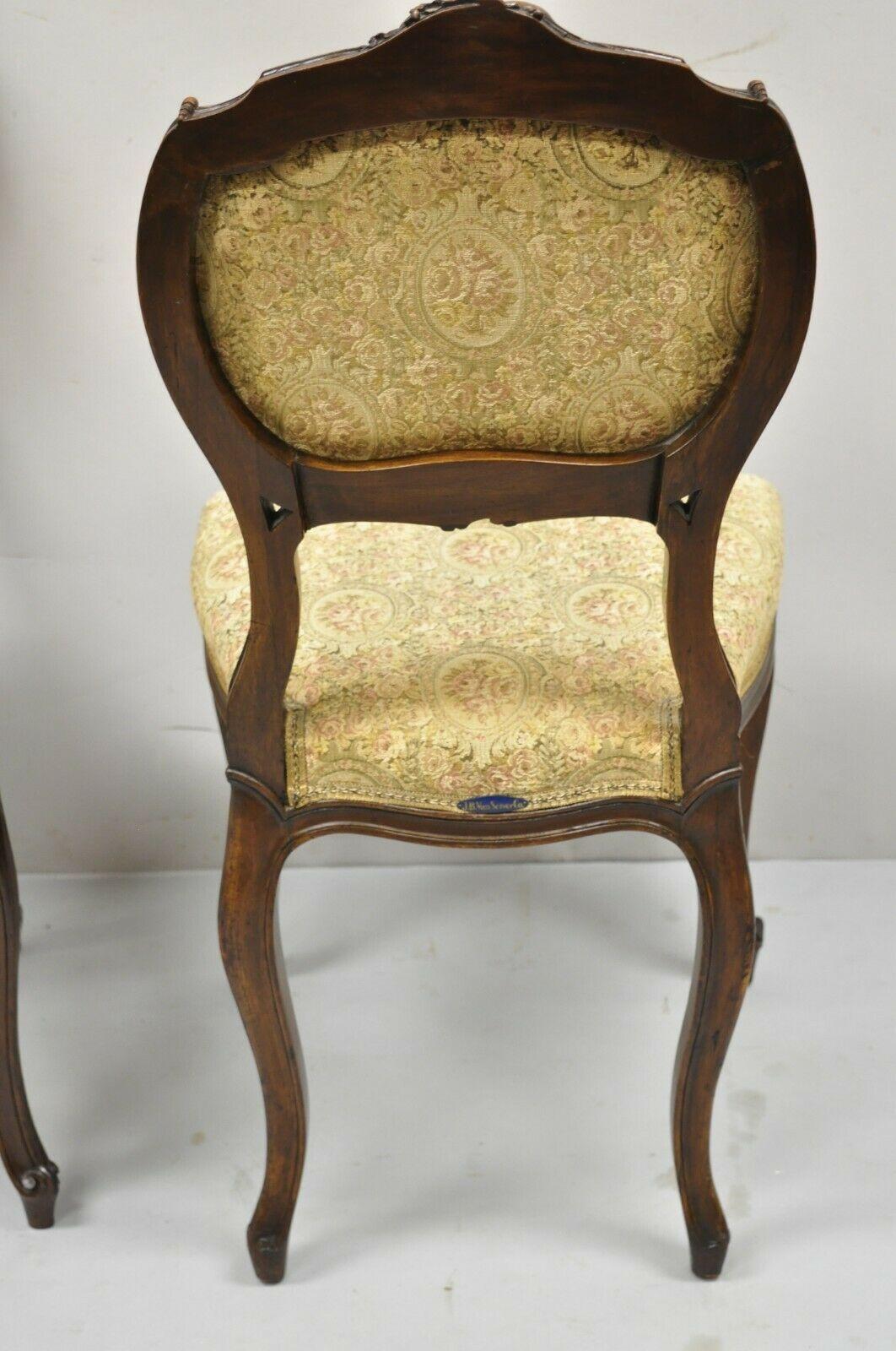 Antique French Victorian Mahogany Upholstered Parlor Side Chairs, Set of 4 For Sale 5