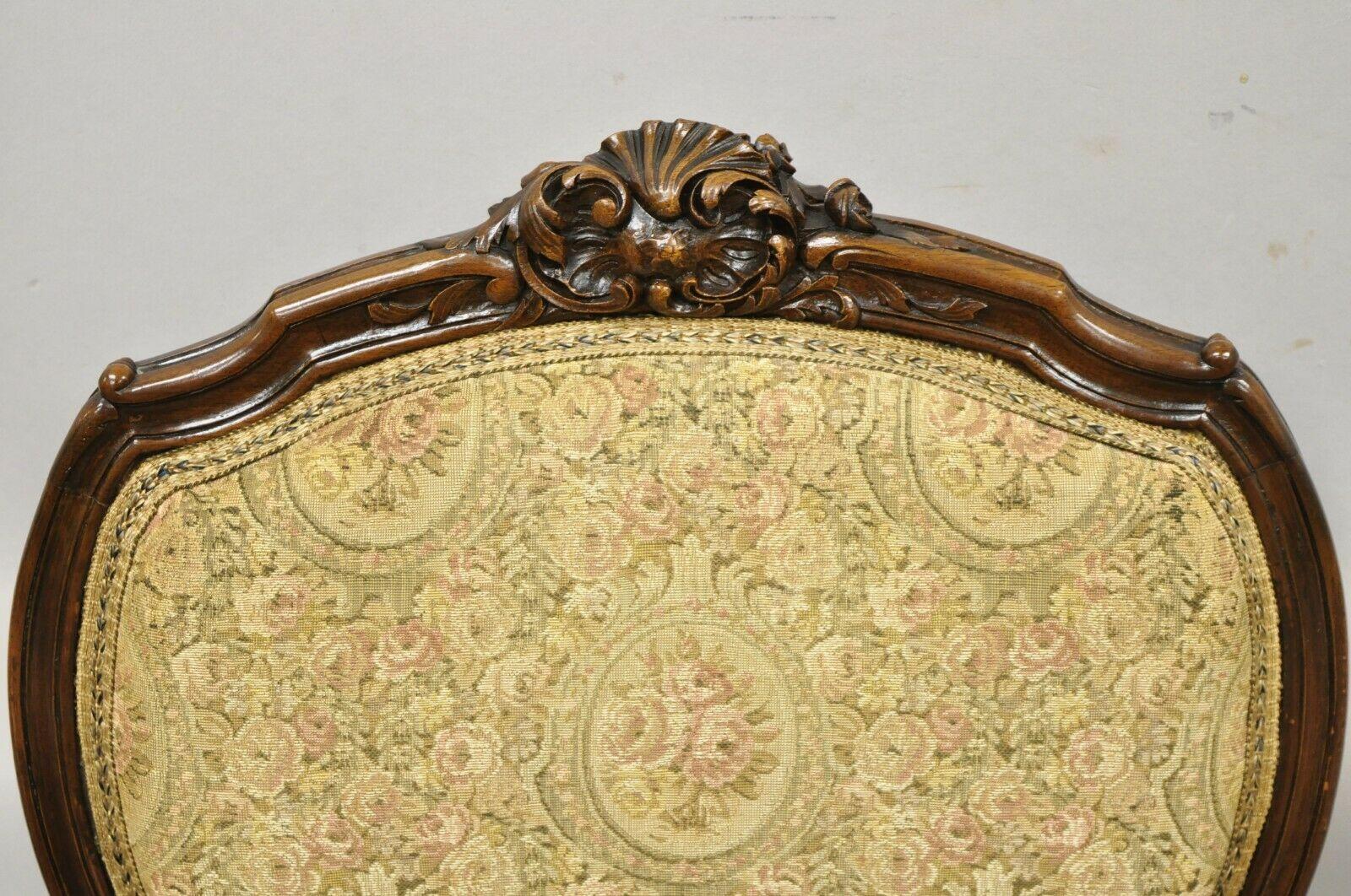Antike französische viktorianische Mahagoni gepolsterte Parlor-Beistellstühle, 4er-Set (Stoff) im Angebot