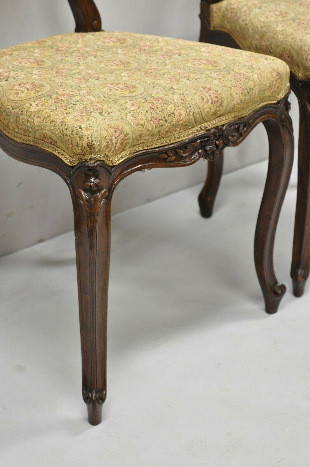 Antike französische viktorianische Mahagoni gepolsterte Parlor-Beistellstühle, 4er-Set im Angebot 1