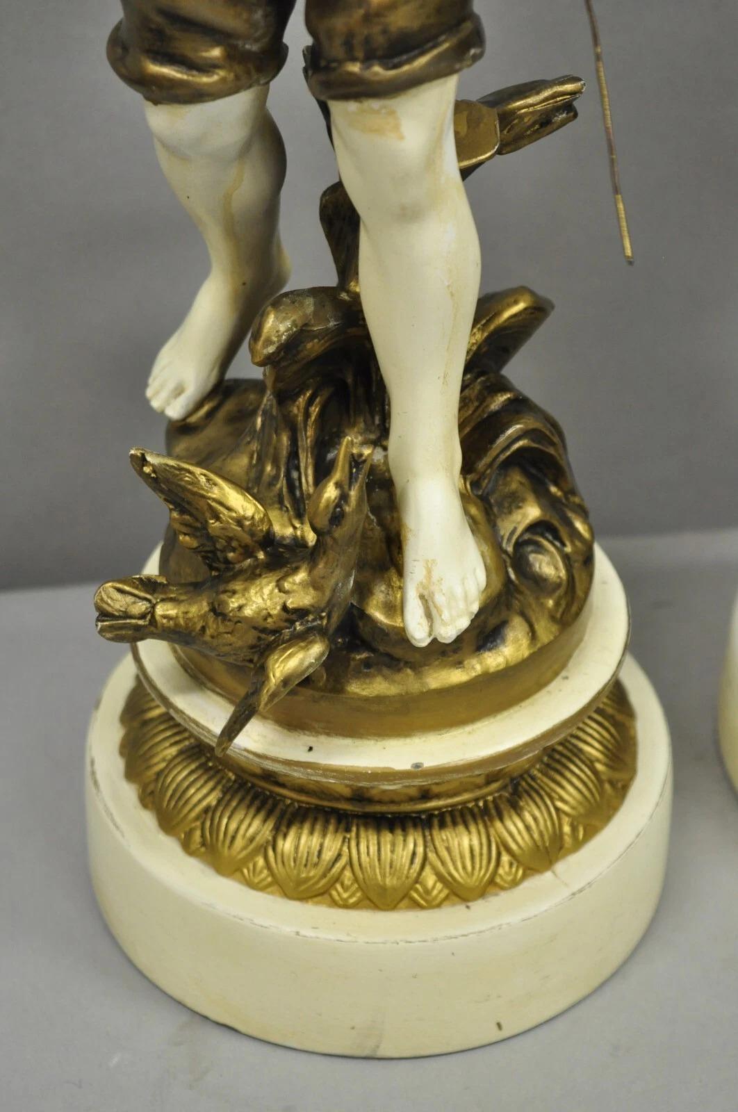 Antique French Victorian Moreau Figural Metall Junge und Mädchen Tischlampen - ein Paar im Angebot 6