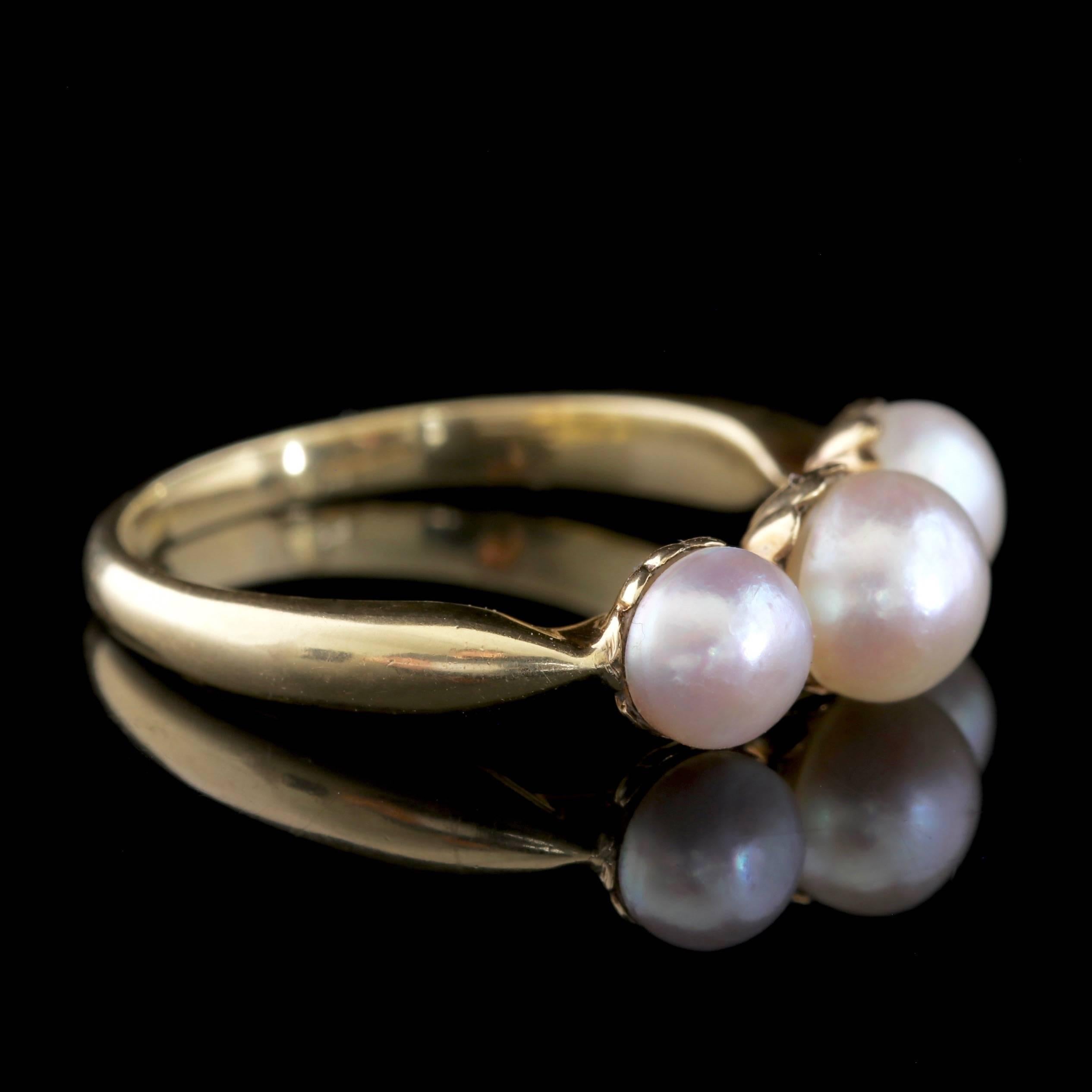 Women's Antique French Victorian Pearl Ring 18 Carat Gold, circa 1900