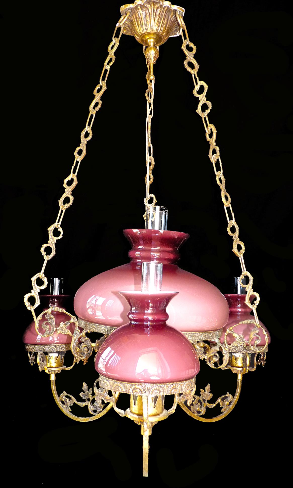 oil lamp chandelier antique