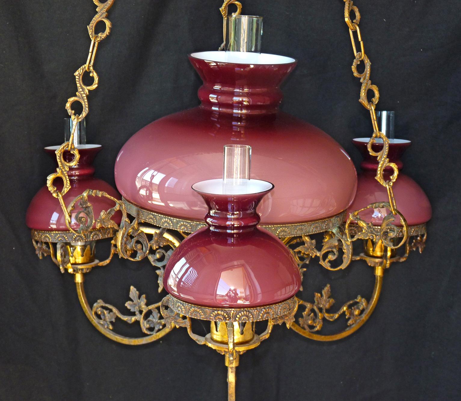 victorian oil lamp chandelier