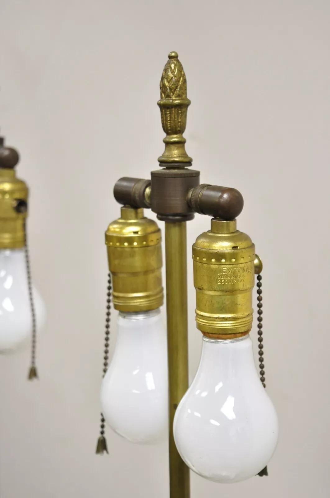 Brass Antique French Victorian Porcelain German Oil Lamp Convert Table Lamp - a Pair For Sale