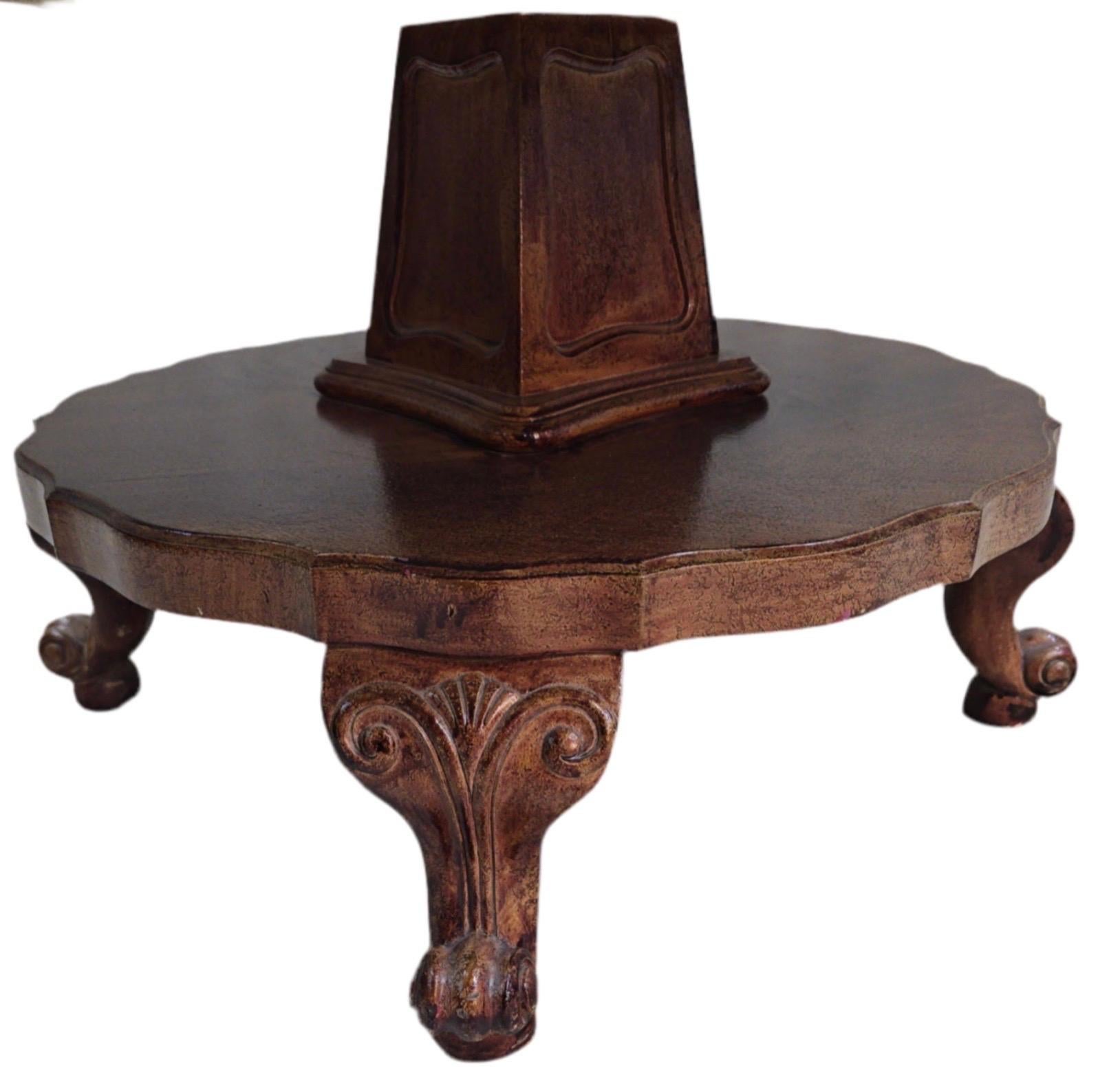 Antique French Victorian Rotating Pink Marble Top Drum Table In Distressed Condition For Sale In Chicago, IL