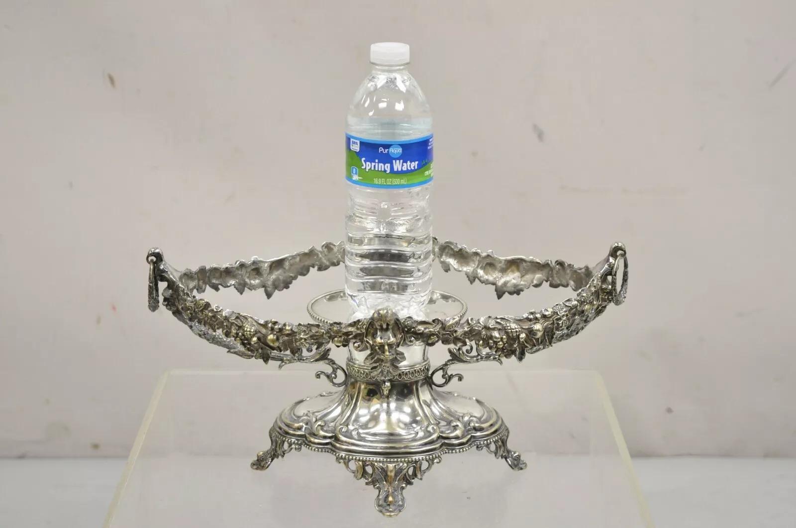 Antike französische viktorianische versilbert Figural Tafelaufsatz Schale Pedestal Basis im Angebot 3