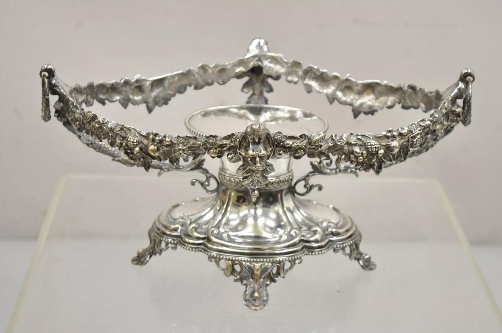 Antike französische viktorianische versilbert Figural Tafelaufsatz Schale Pedestal Basis im Angebot 4