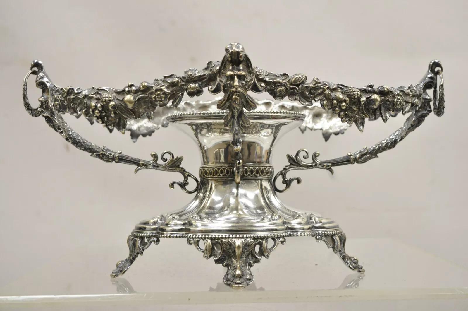 Antike französische viktorianische versilbert Figural Tafelaufsatz Schale Pedestal Basis im Angebot 5