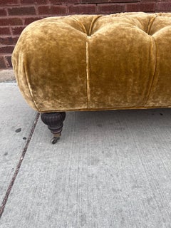 Antique French Victorian Tufted Ottoman Newly Upholstered