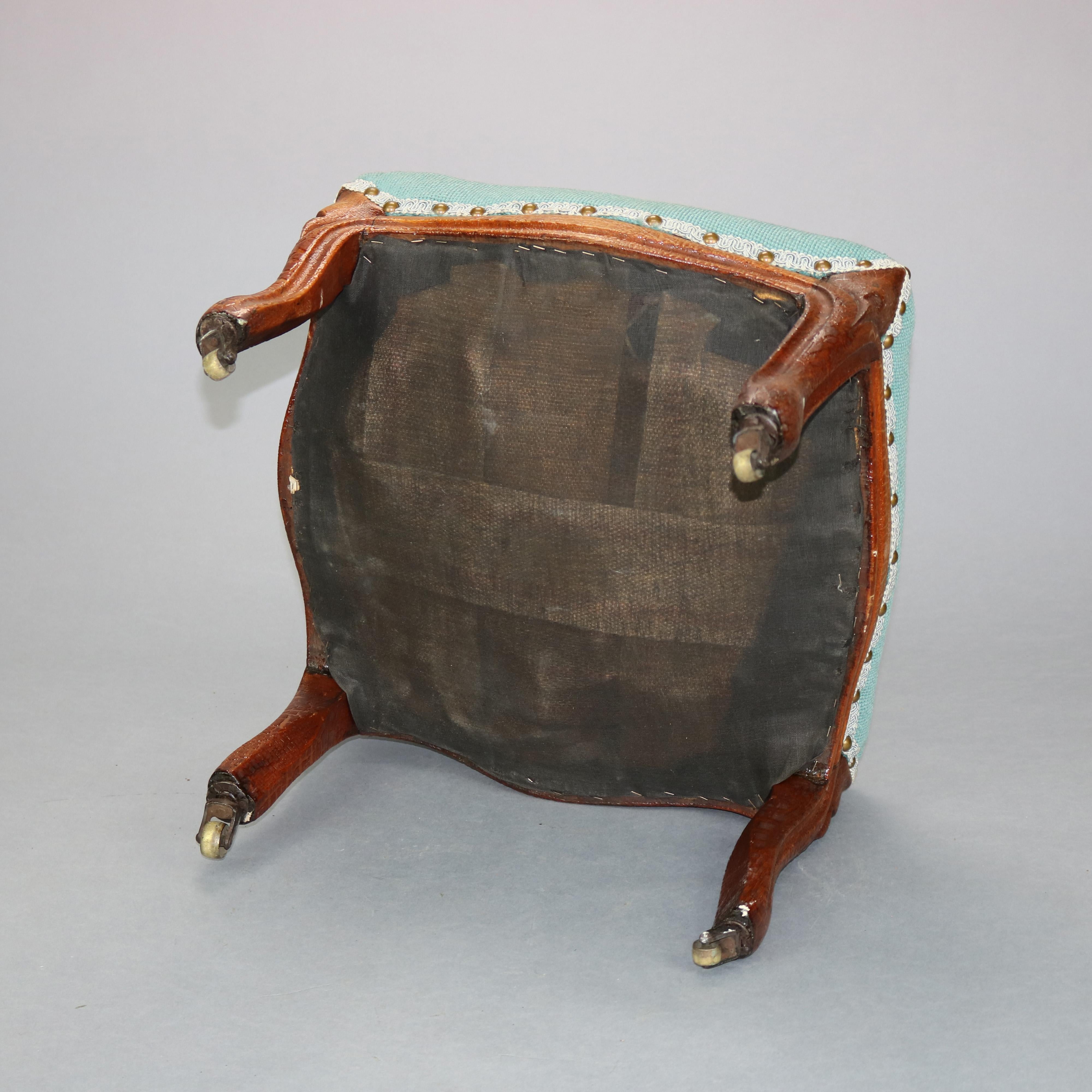 Antique French Victorian Walnut and Floral Needlepoint Footstool, Circa ...