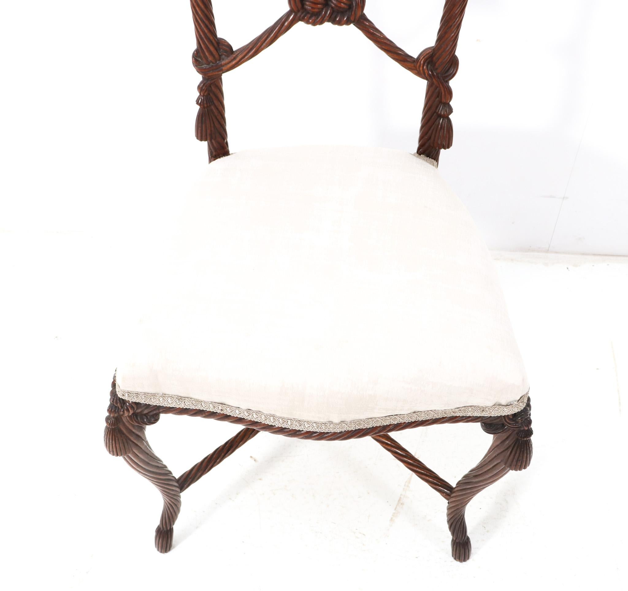 Antique French Victorian Walnut Side Chair, 1890s For Sale 4