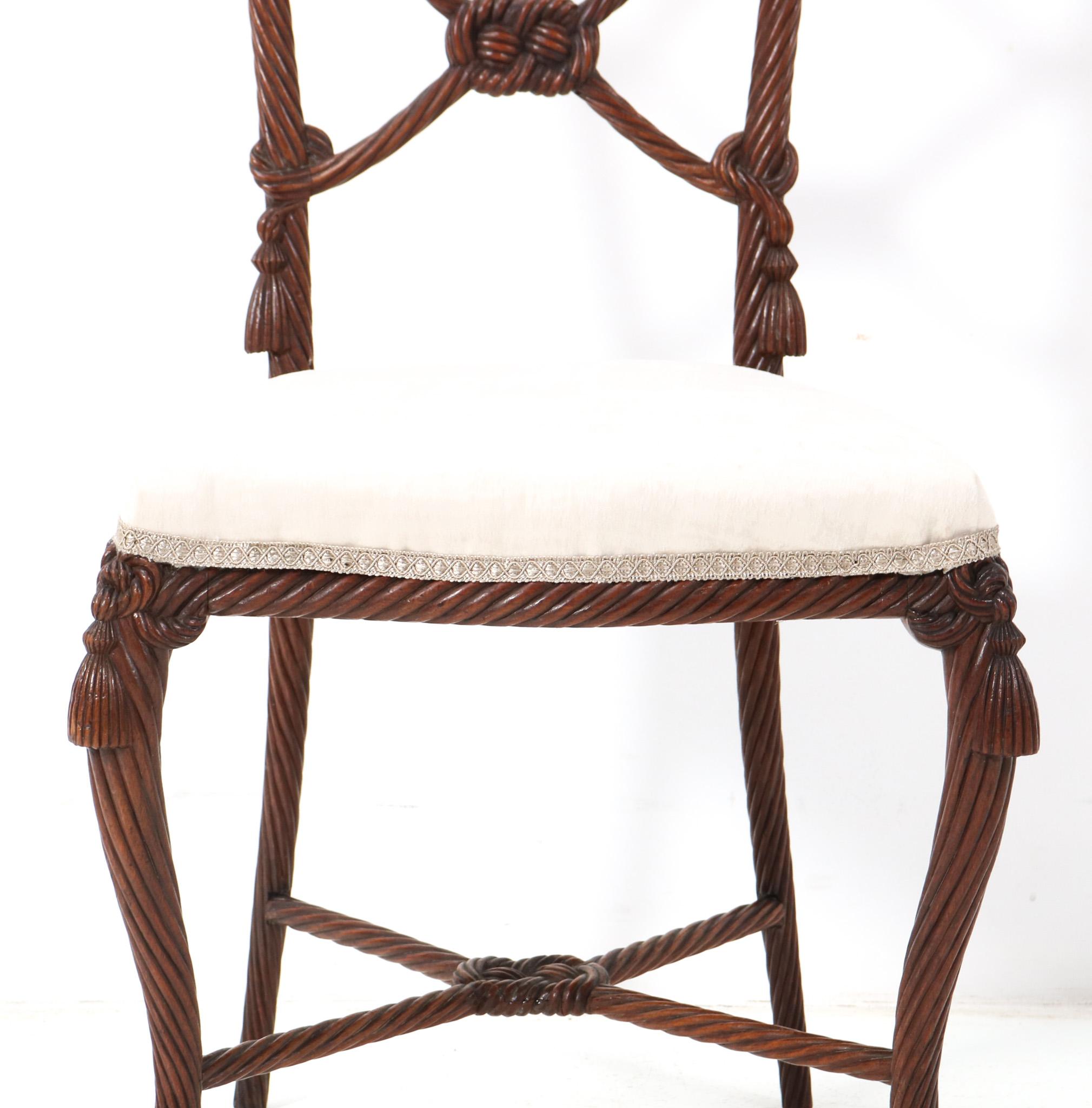 Antique French Victorian Walnut Side Chair, 1890s For Sale 5