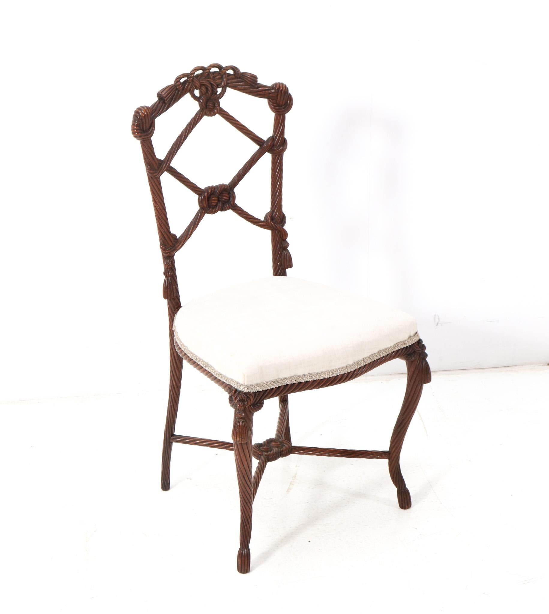 Late Victorian Antique French Victorian Walnut Side Chair, 1890s For Sale