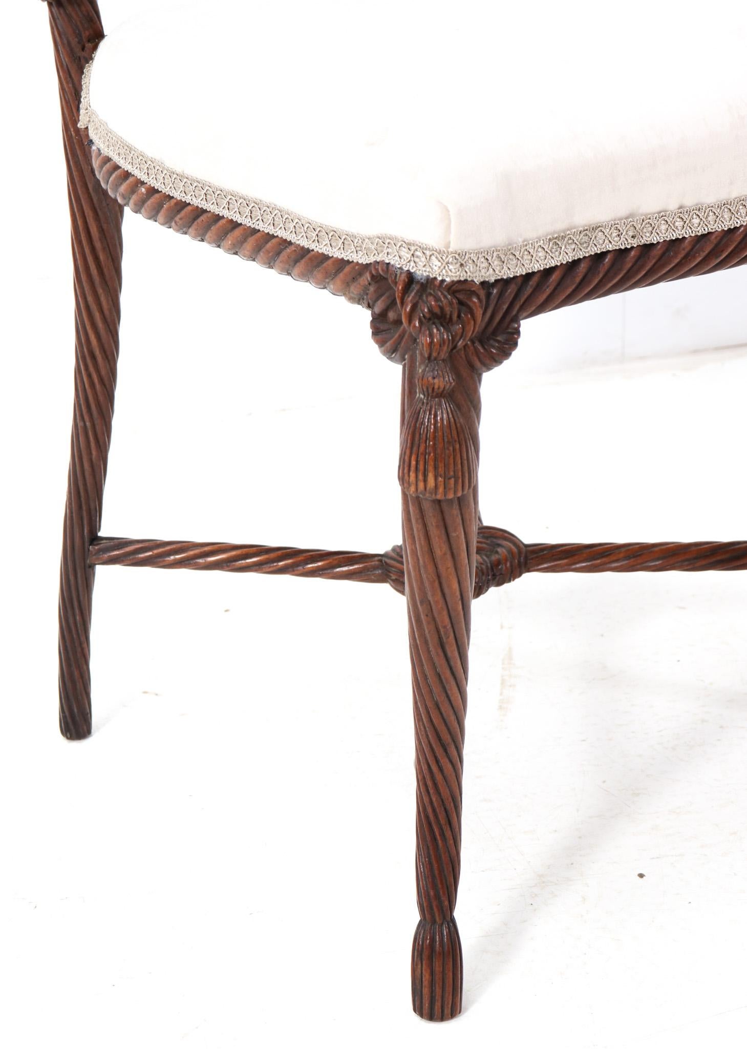 Antique French Victorian Walnut Side Chair, 1890s For Sale 1