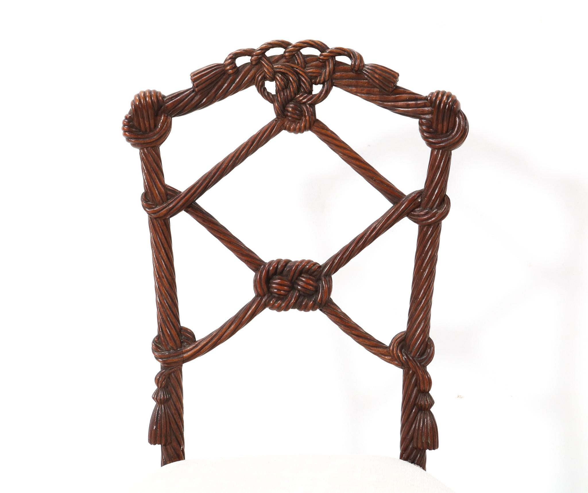 Antique French Victorian Walnut Side Chair, 1890s For Sale 3