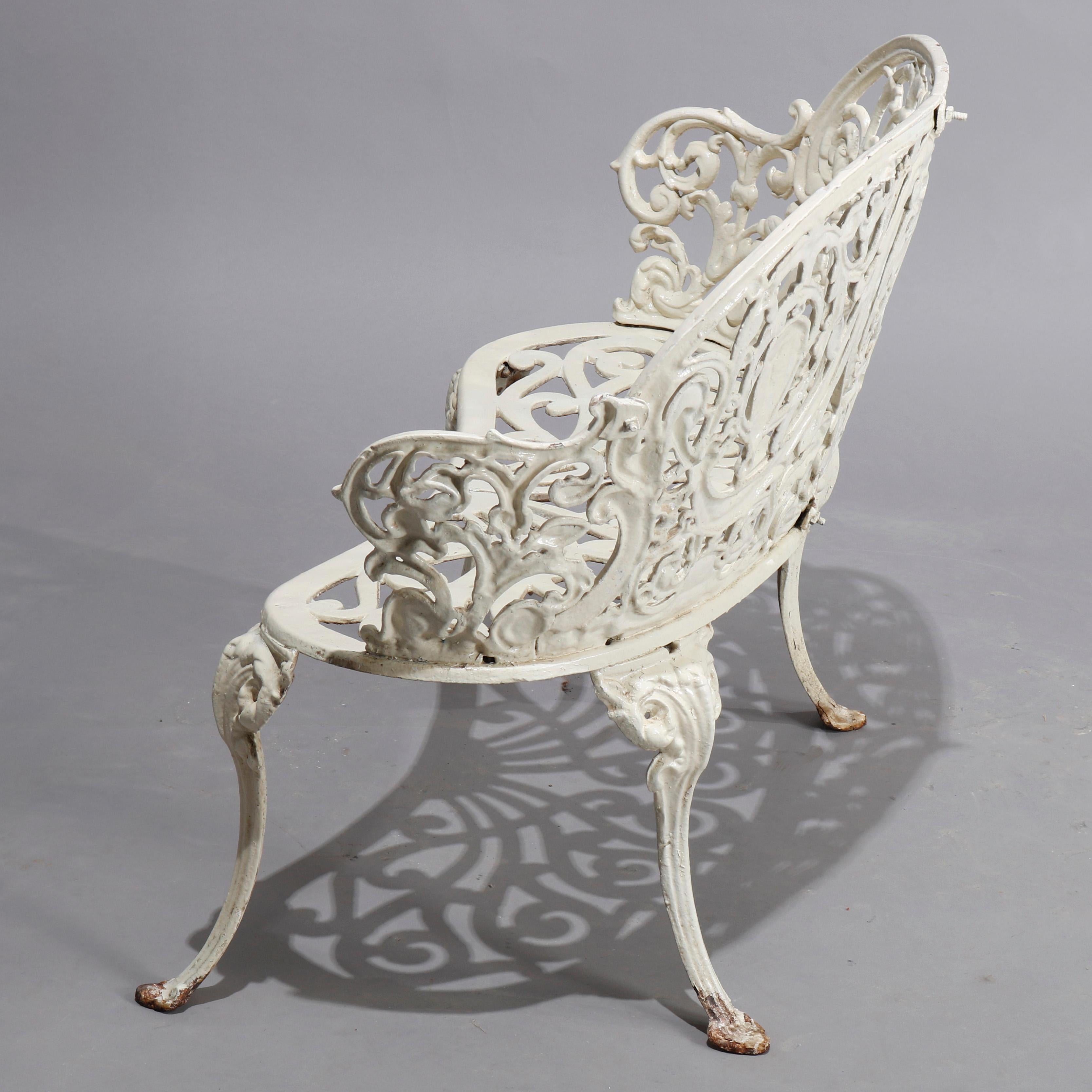 white cast iron bench