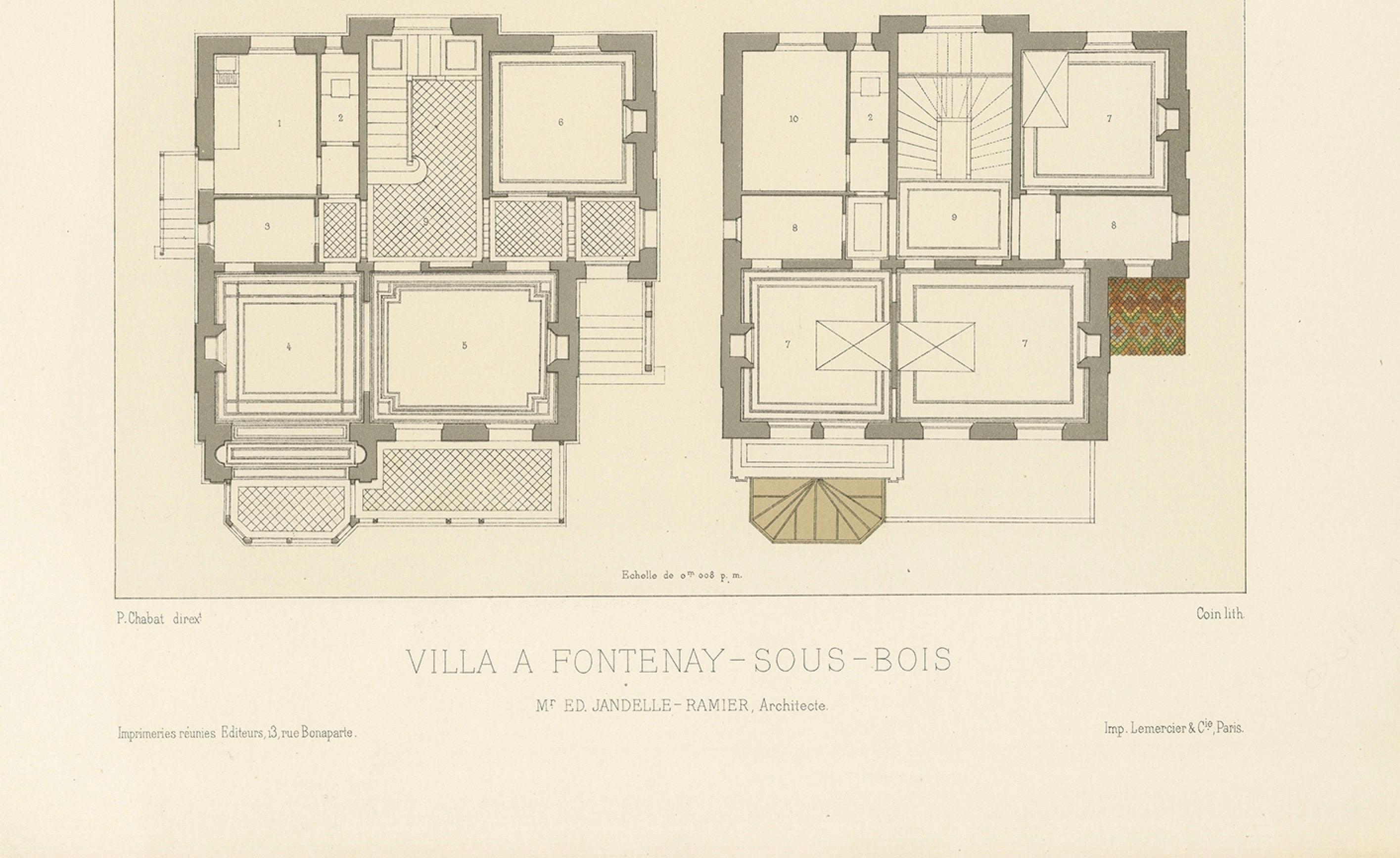 Pl. Villa à Fontenay-Sous-Bois XLII, Chabat, vers 1900 Bon état - En vente à Langweer, NL