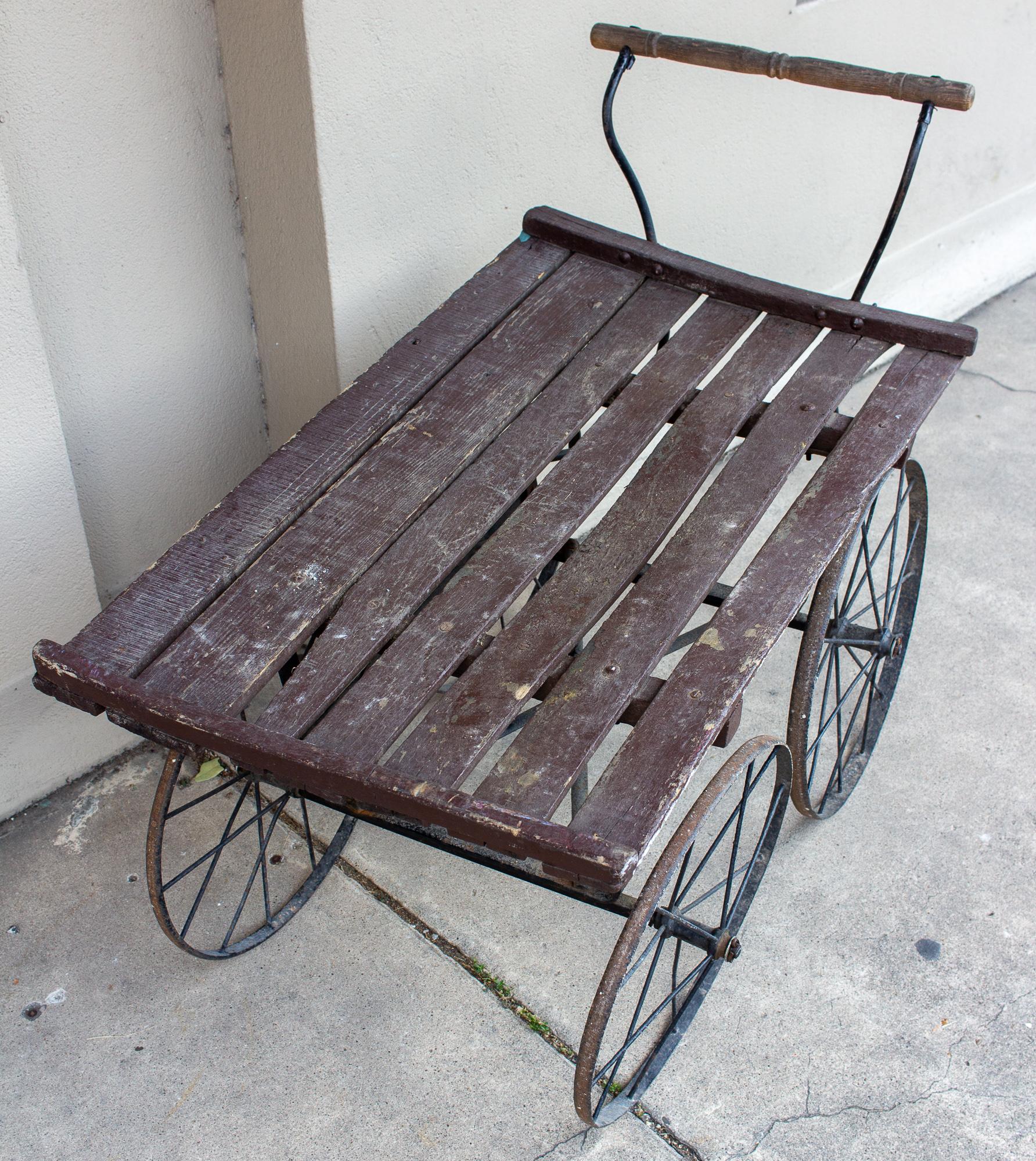 Antique French Vineyard Cart In Fair Condition In Houston, TX