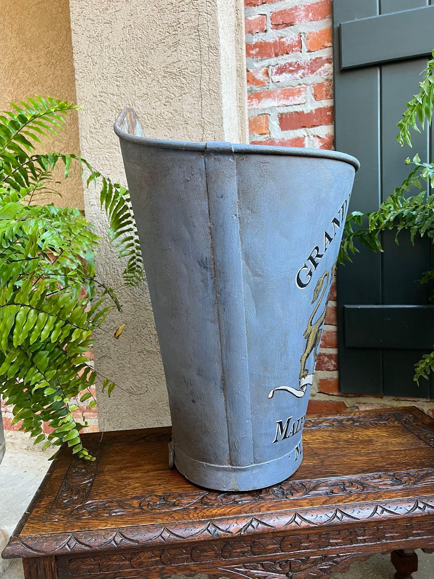 Antique French Vineyard Grape Hod Wine Bucket Chateau Margaux Winery Floral Urn 9