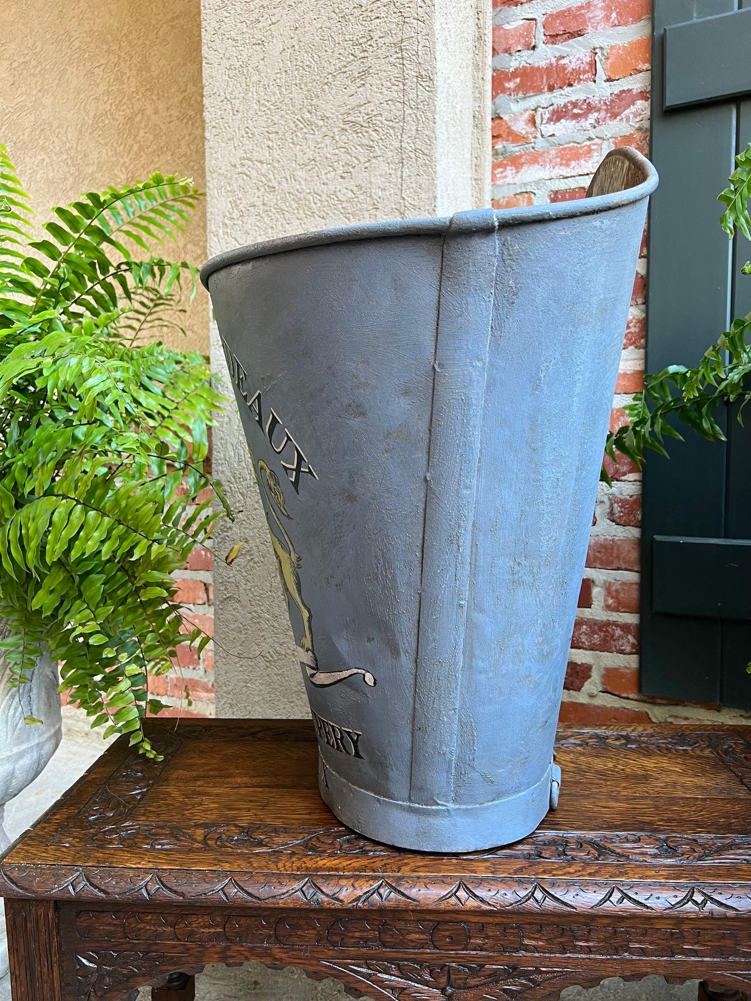 Antique French Vineyard Grape Hod Wine Bucket Chateau Margaux Winery Floral Urn 10