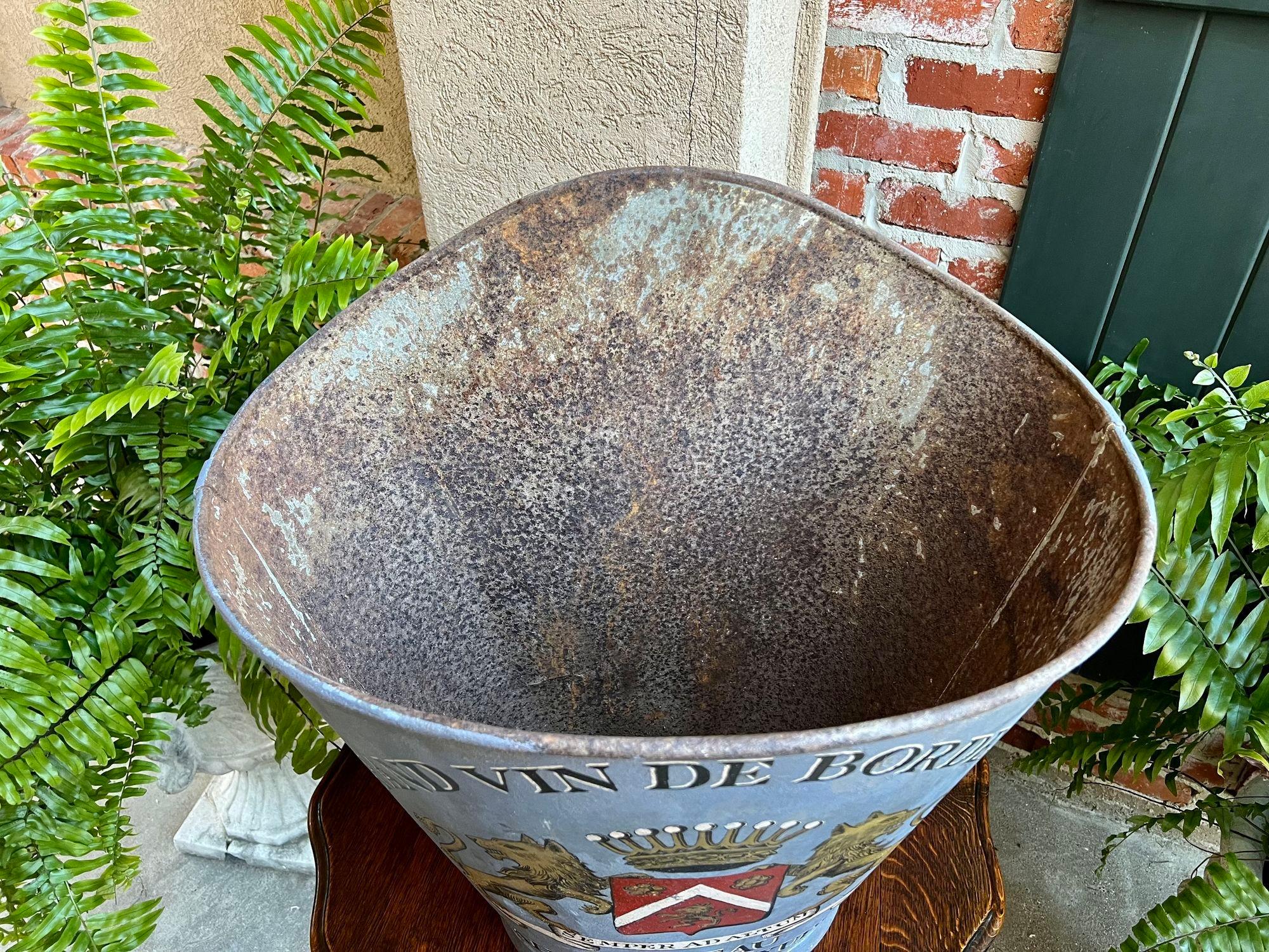 Antique French Vineyard Grape Hod Wine Bucket Chateau Margaux Winery Floral Urn 12