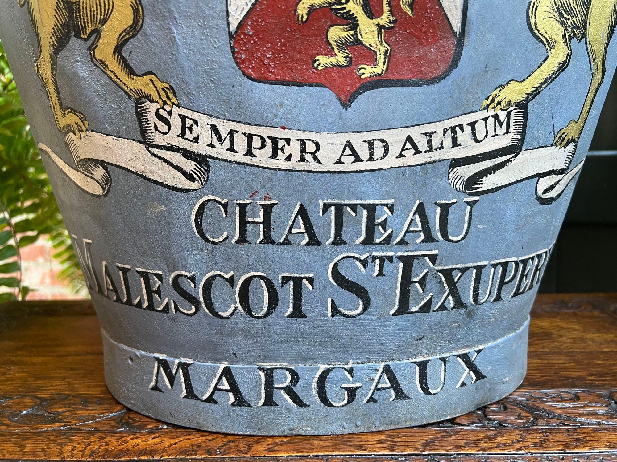 Metal Antique French Vineyard Grape Hod Wine Bucket Chateau Margaux Winery Floral Urn