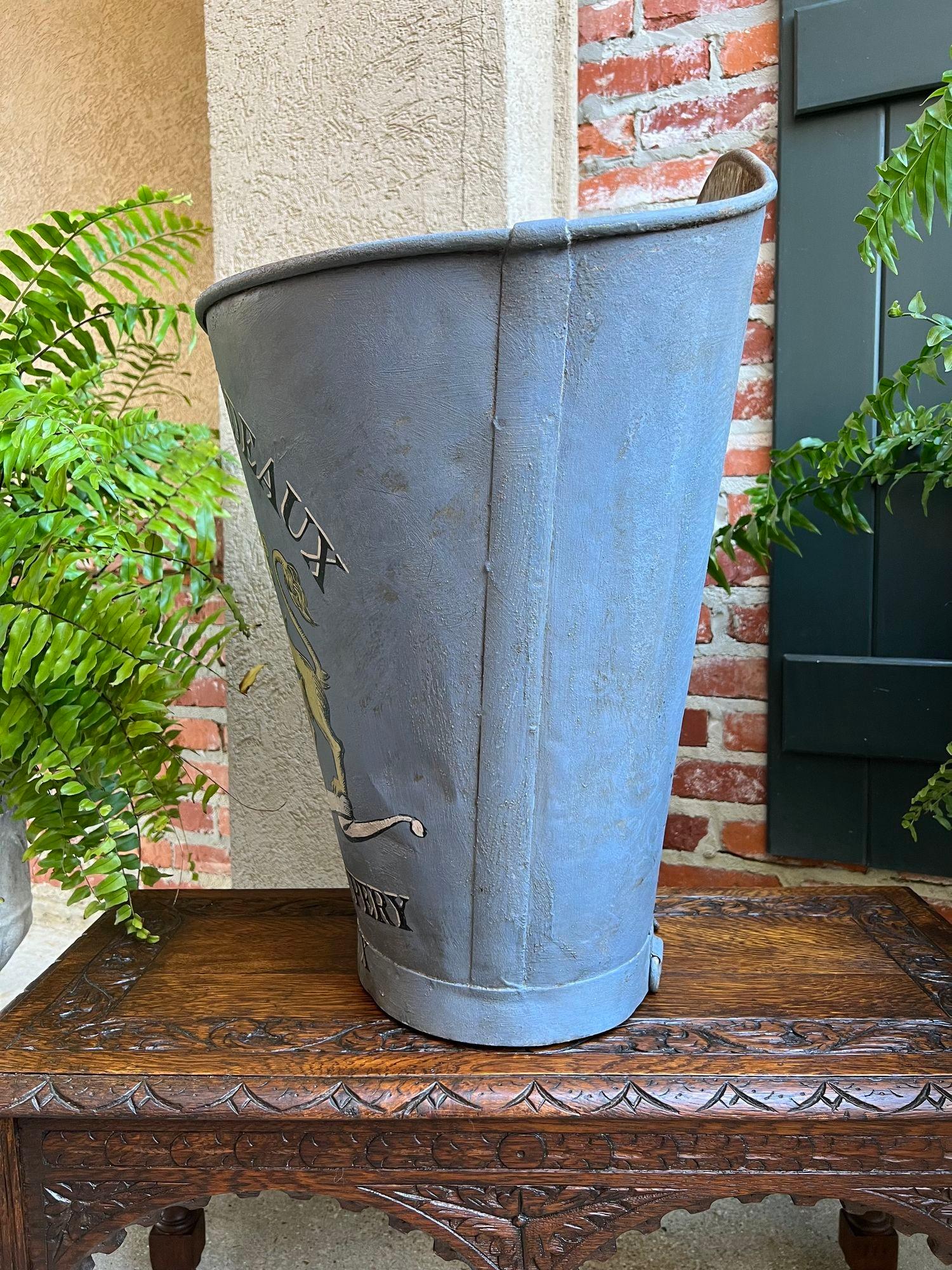 Antique French Vineyard Grape Hod Wine Bucket Chateau Margaux Winery Floral Urn 2