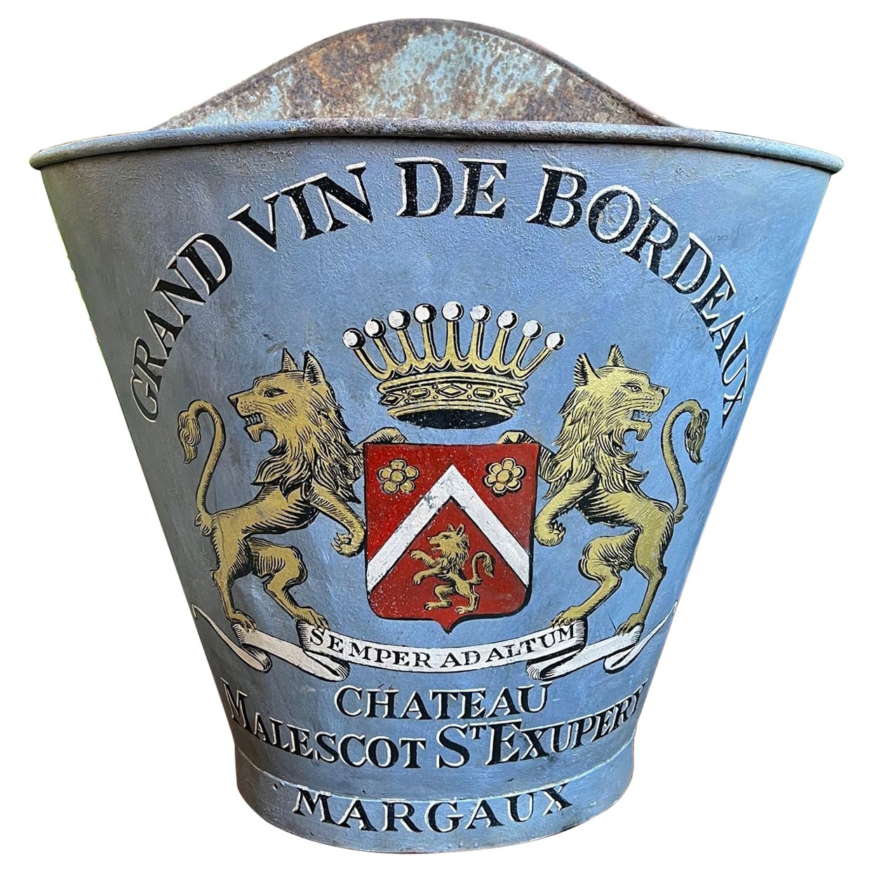 Antique French Vineyard Grape Hod Wine Bucket Chateau Margaux Winery Floral Urn
