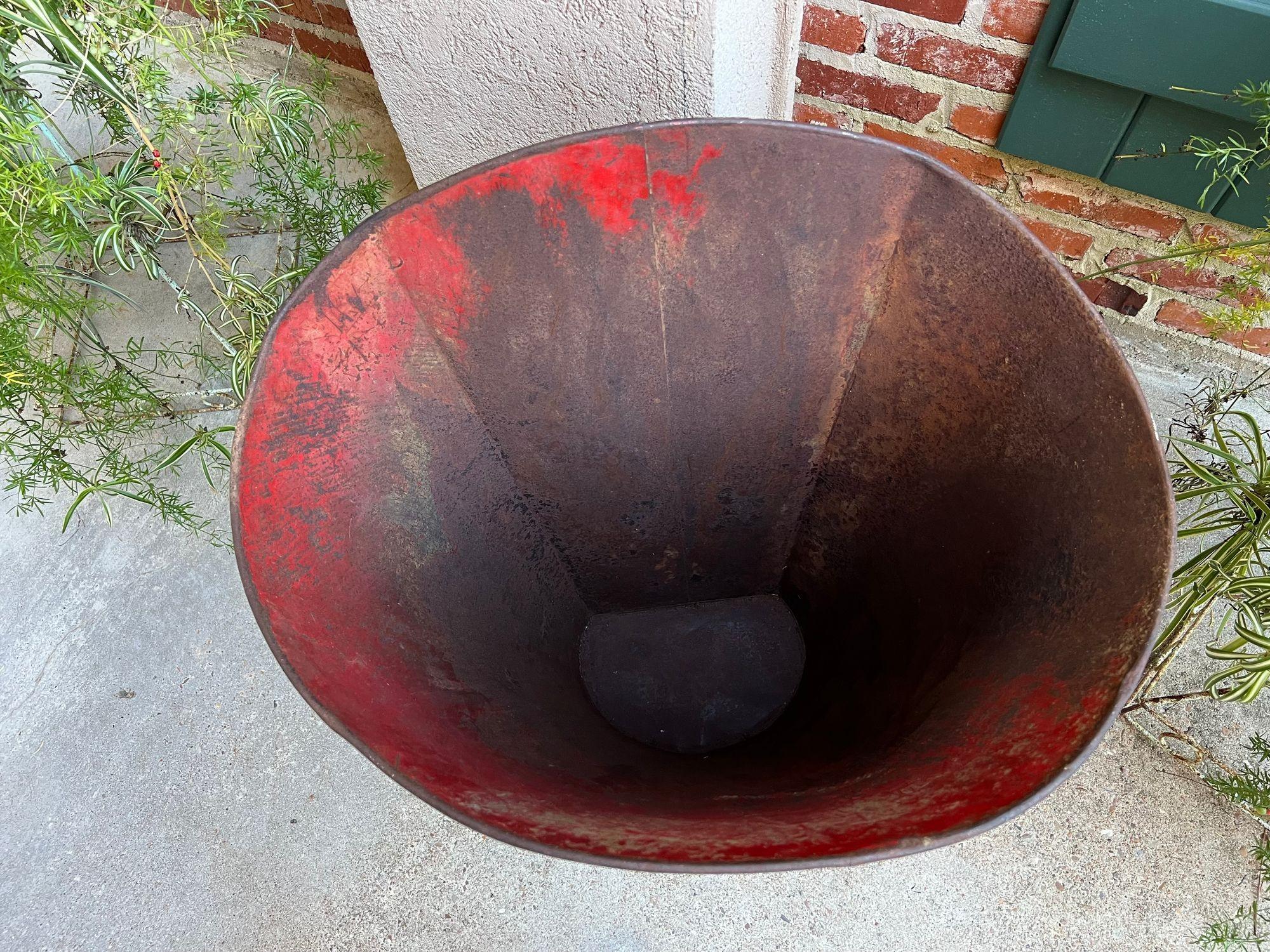 Antique French Vineyard Grape Hod Wine Bucket Winery RED Urn Fireside Box c1890 For Sale 4