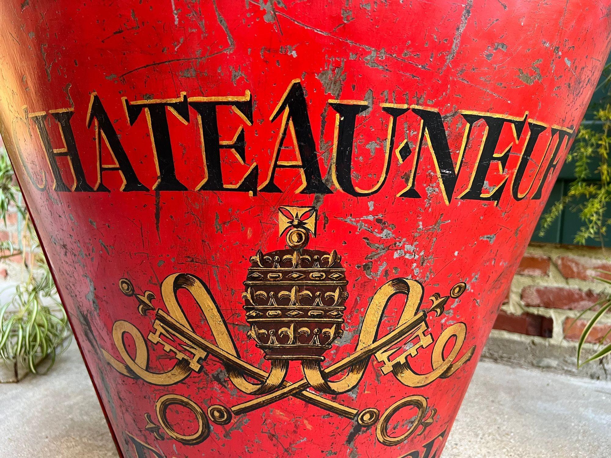 Antique French Vineyard Grape Hod Wine Bucket Winery RED Urn Fireside Box c1890 For Sale 10