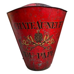 Antique French Vineyard Grape Hod Wine Bucket Winery RED Urn Fireside Box c1890