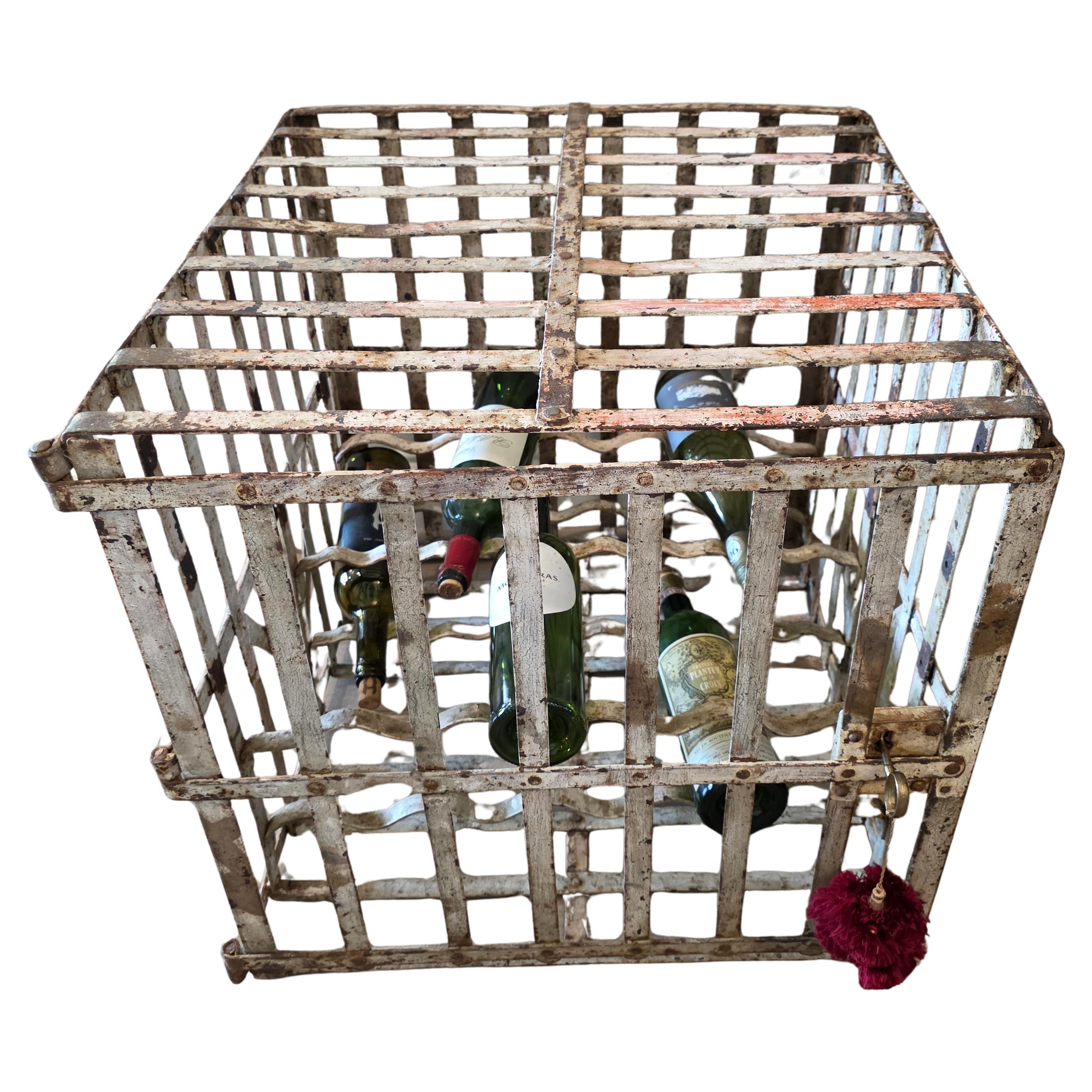 Antique French Vineyard Wine Cellar Cage Antique Commercial Bottle Rack