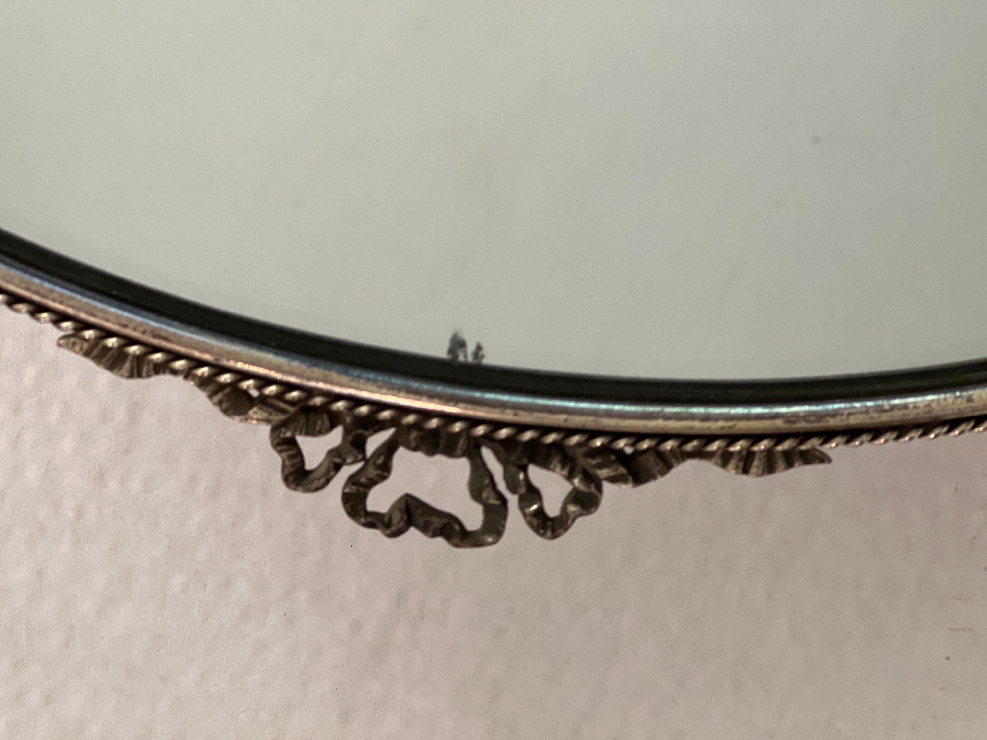 Antique Français Vintage Silver Plate Table Vanity Mirror  en vente 1