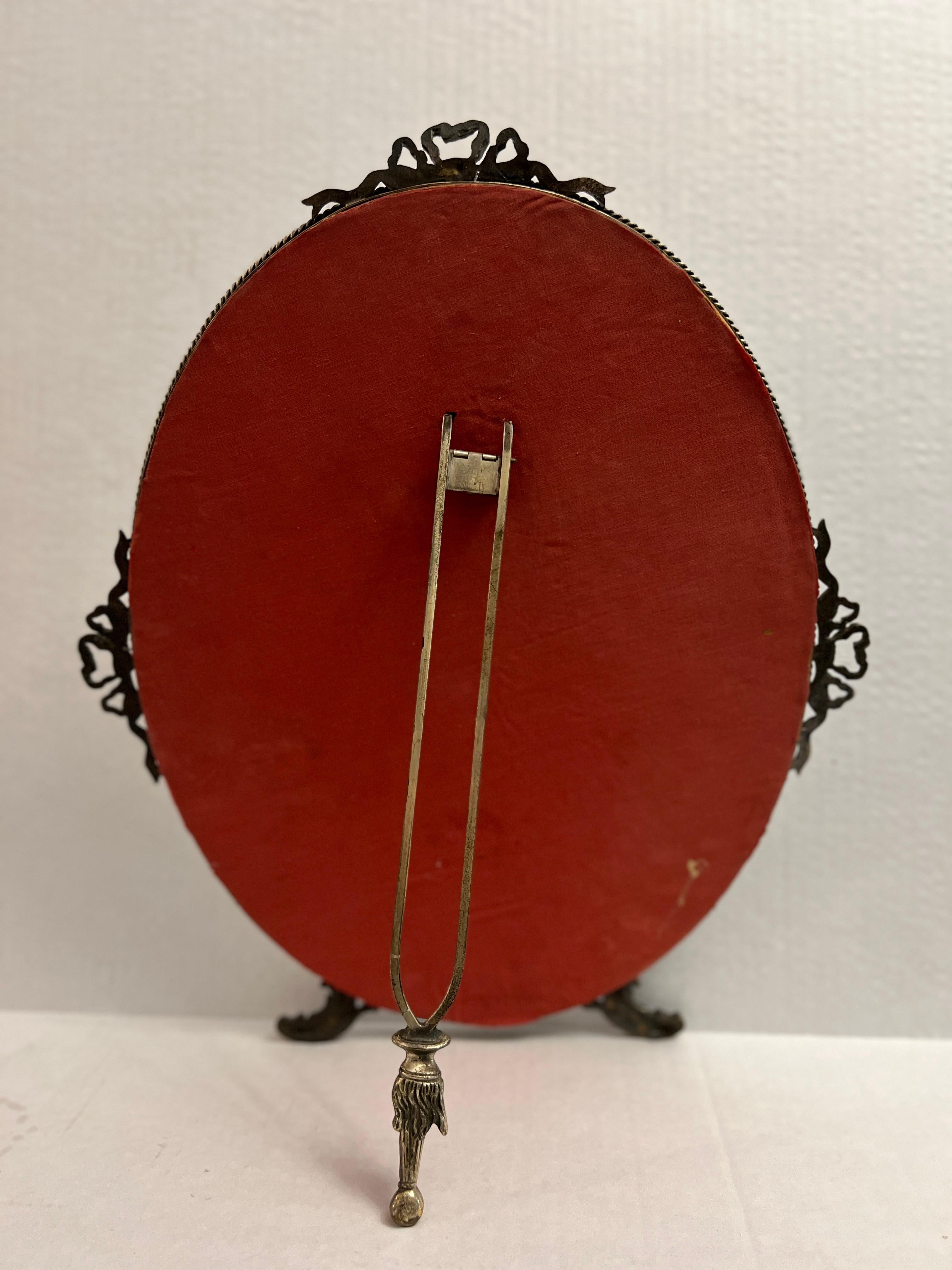 Antique Français Vintage Silver Plate Table Vanity Mirror  en vente 2