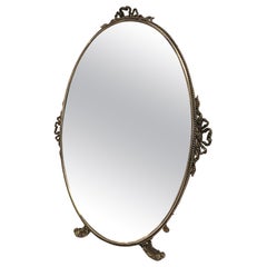 Antique Français Vintage Silver Plate Table Vanity Mirror