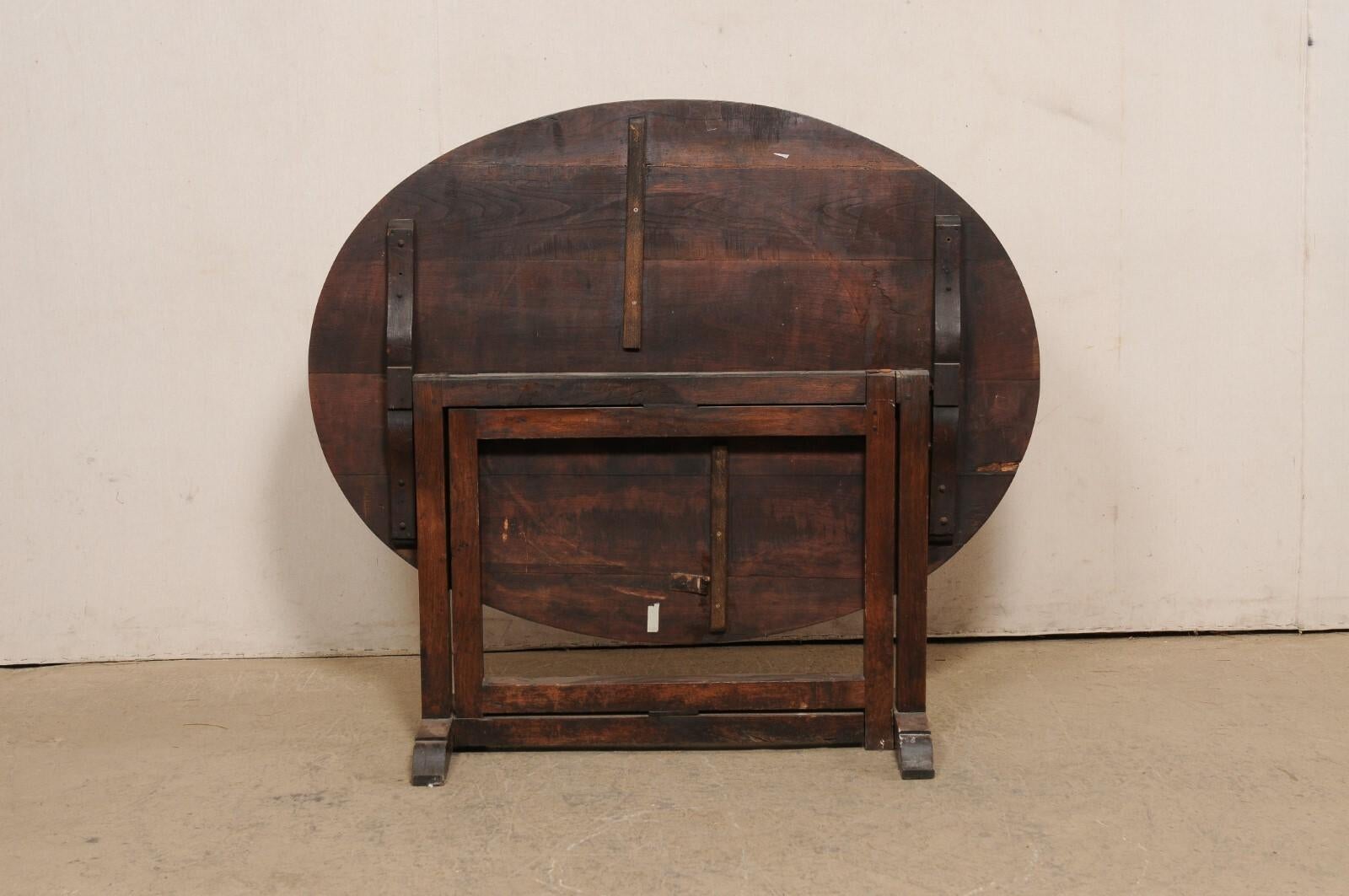 20th Century Antique French Vintner's Table, Oval-Shaped For Sale