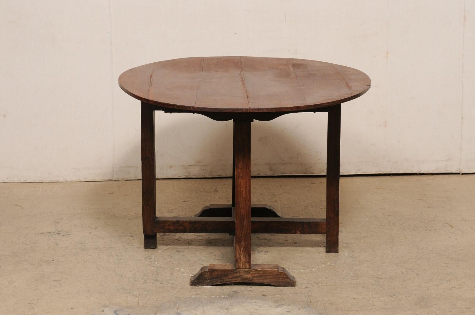 Wood Antique French Vintner's Table, Oval-Shaped For Sale
