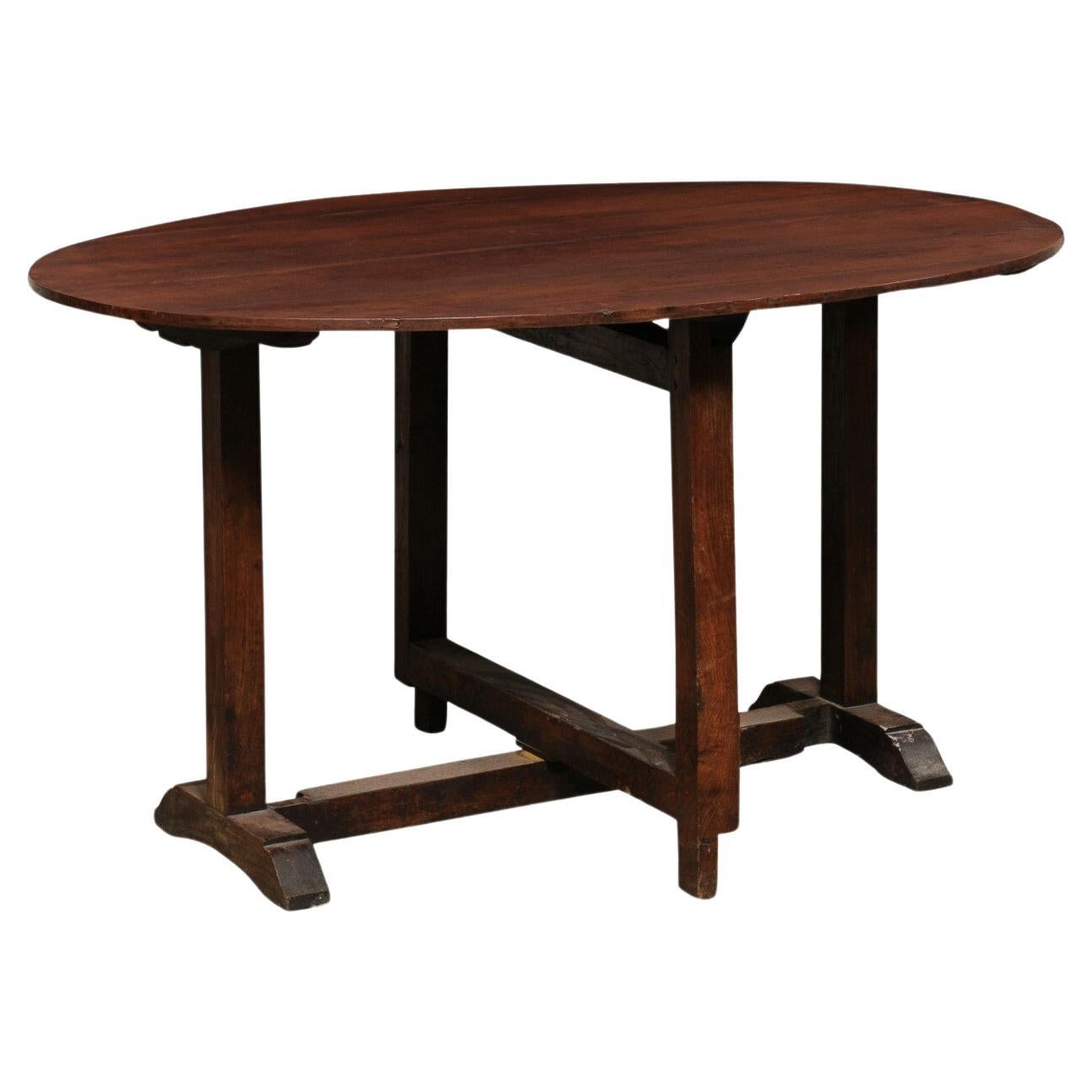 Antique French Vintner's Table, Oval-Shaped