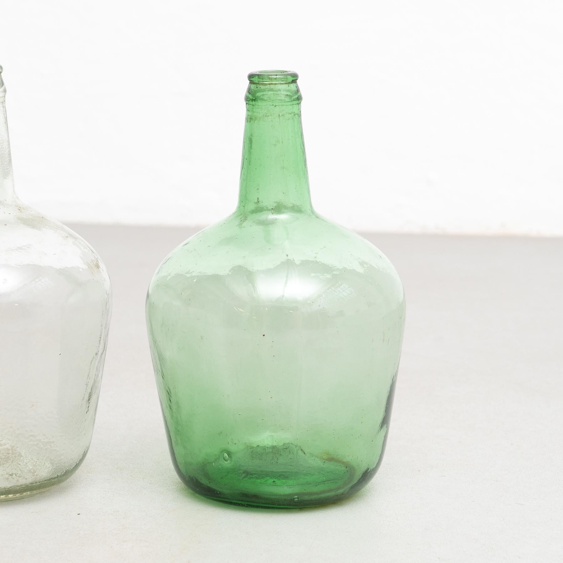 Antique French Viresa Set of Three Glass Bottles from Barcelona circa 1950 For Sale 3