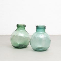 Antique French Viresa Set of Two Glass Bottles from Barcelona circa 1950