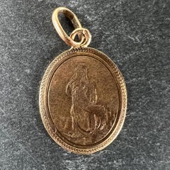 Antique French Virgin Mary Ciondolo ovale con medaglia in oro rosa 18K