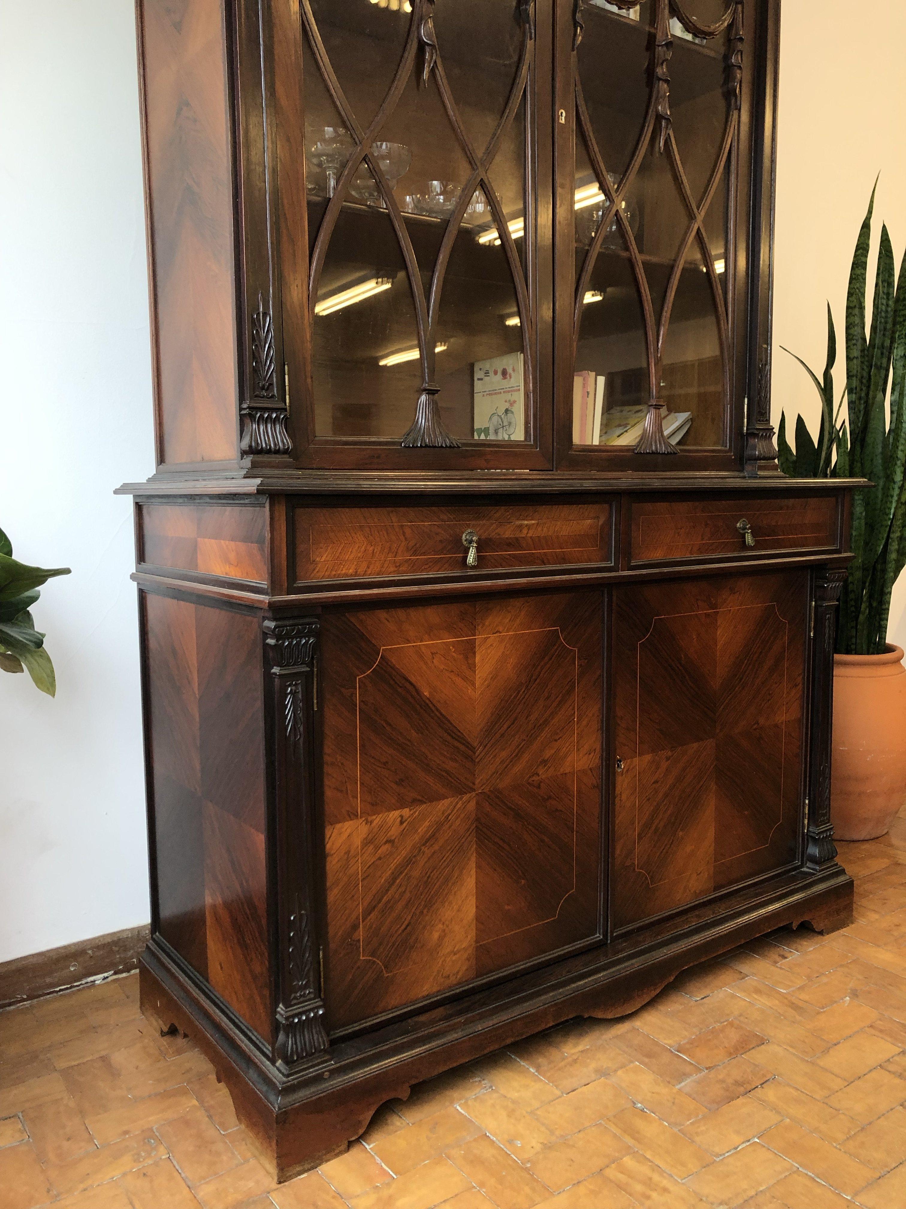 Antique French Vitrine Bookcase in Rosewood For Sale 5