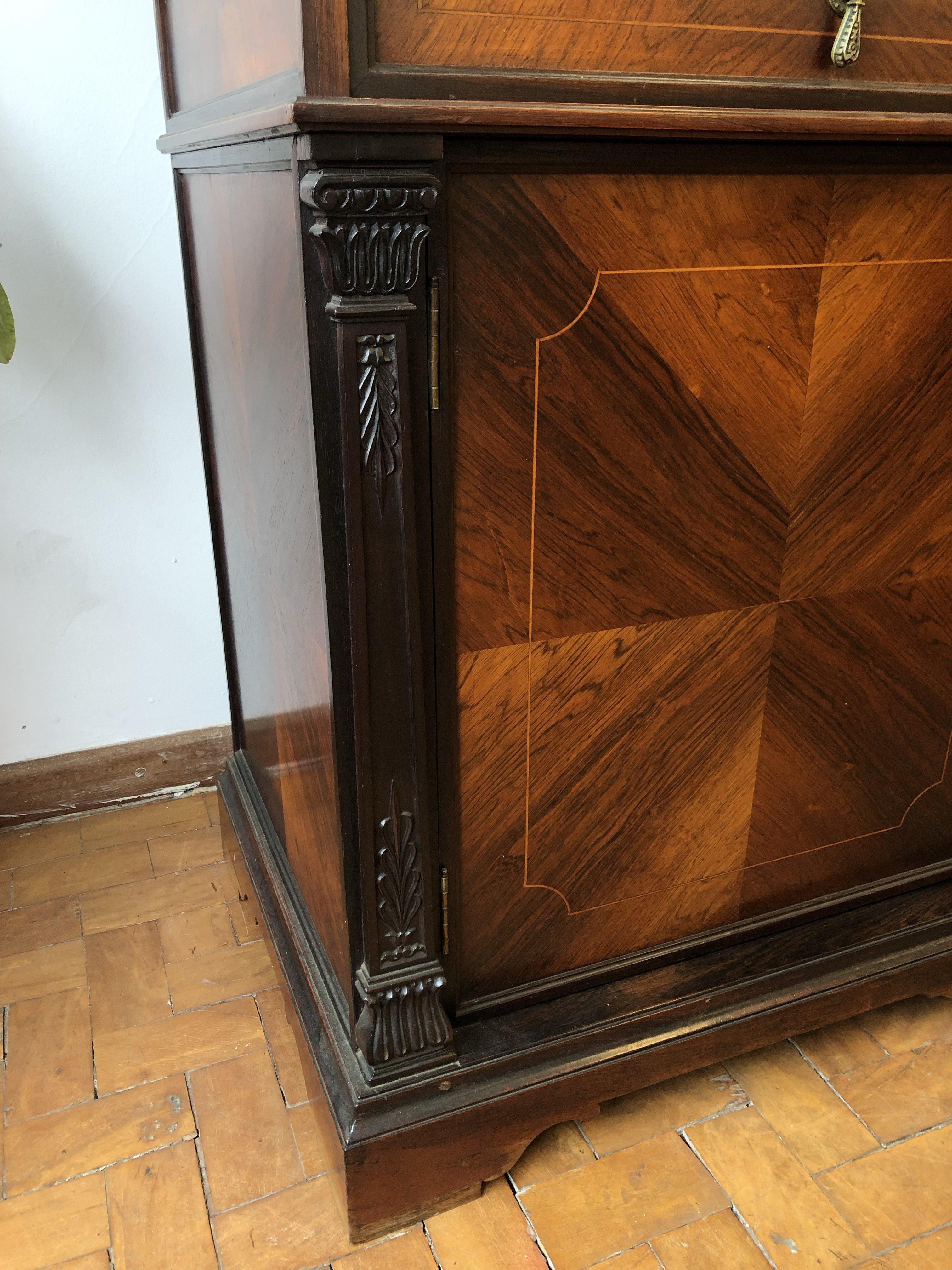 Antique French Vitrine Bookcase in Rosewood For Sale 6