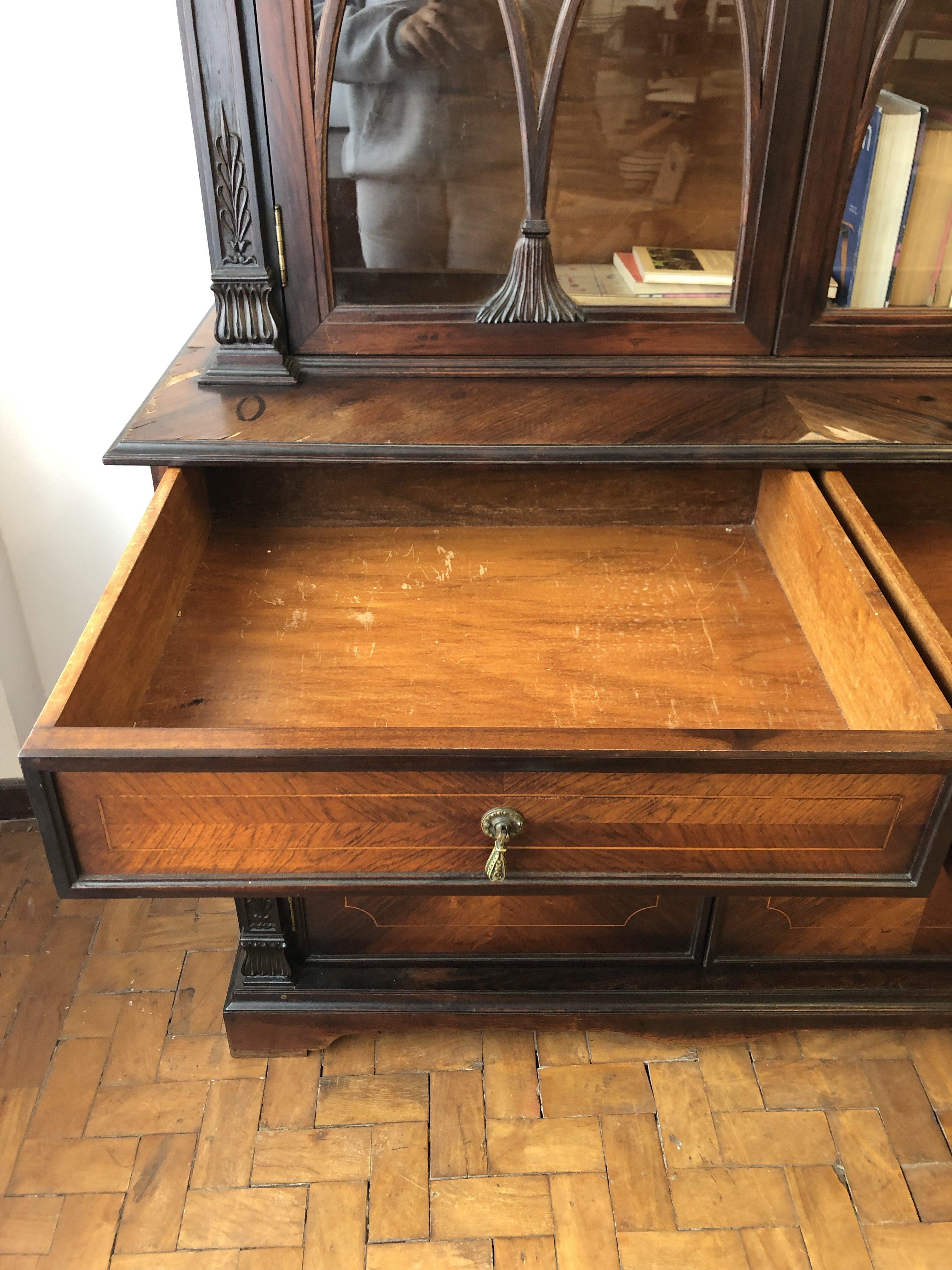 Antique French Vitrine Bookcase in Rosewood For Sale 8