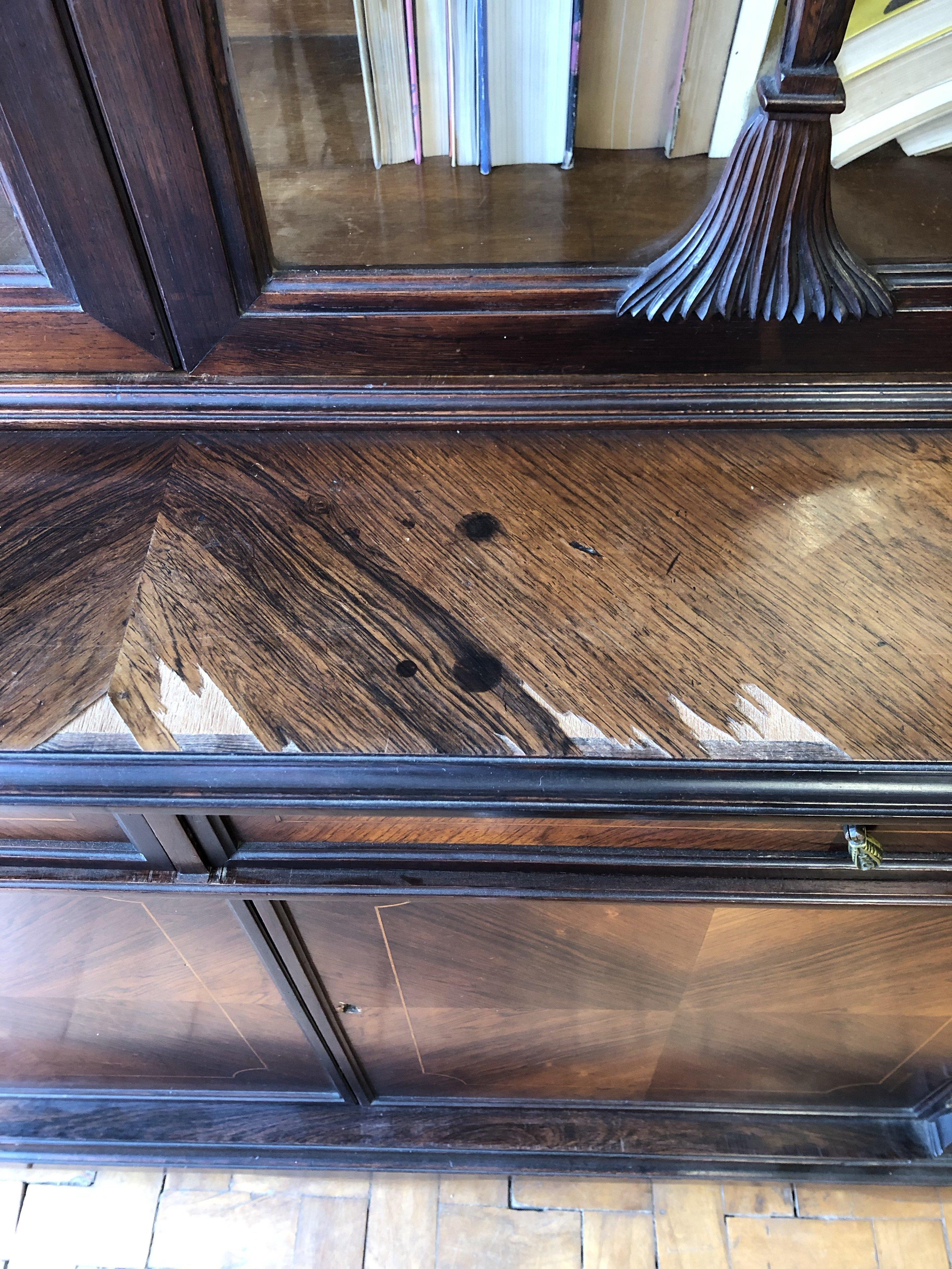 Antique French Vitrine Bookcase in Rosewood For Sale 10