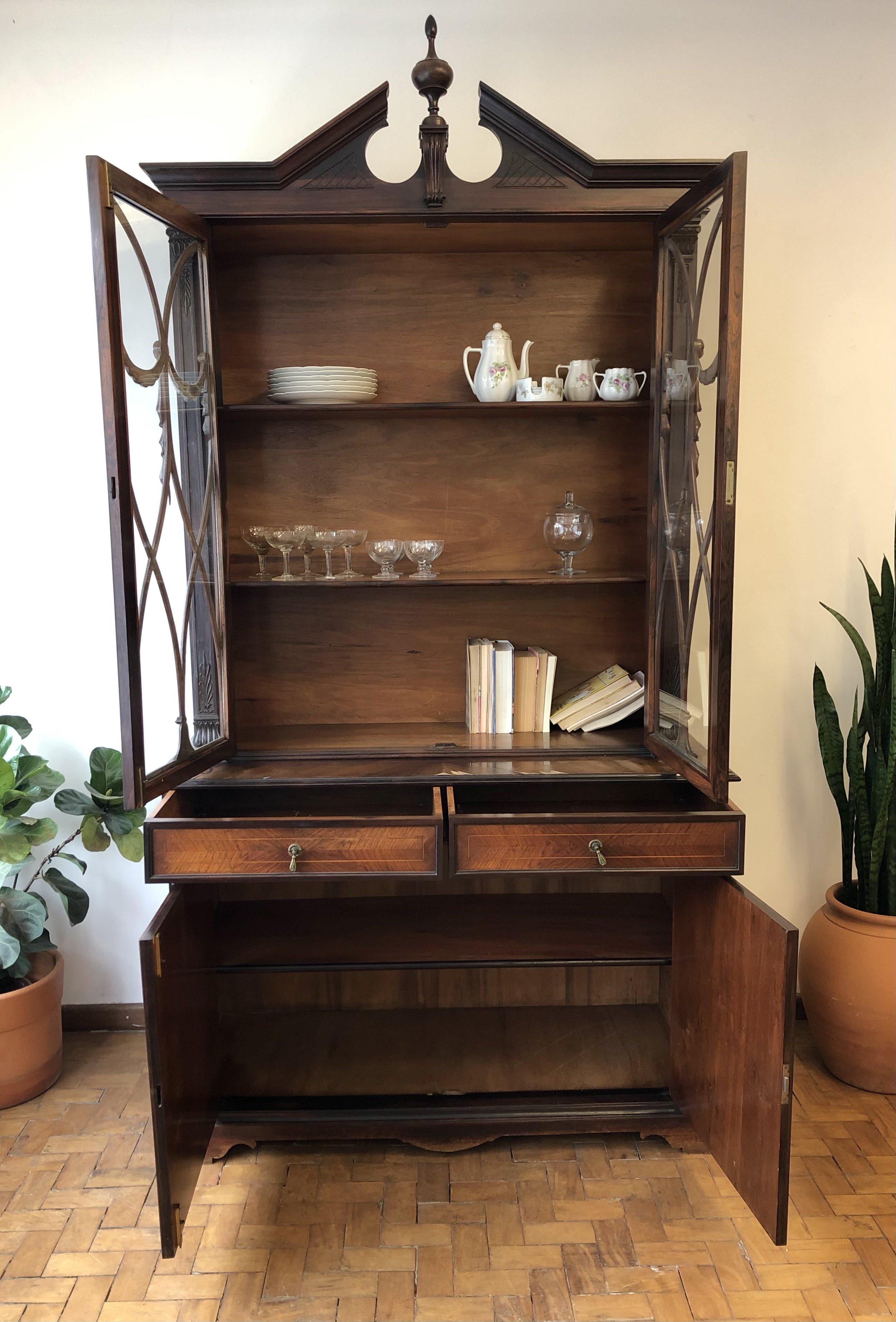 Antique French Vitrine Bookcase in Rosewood In Good Condition For Sale In SAO PAULO, BR