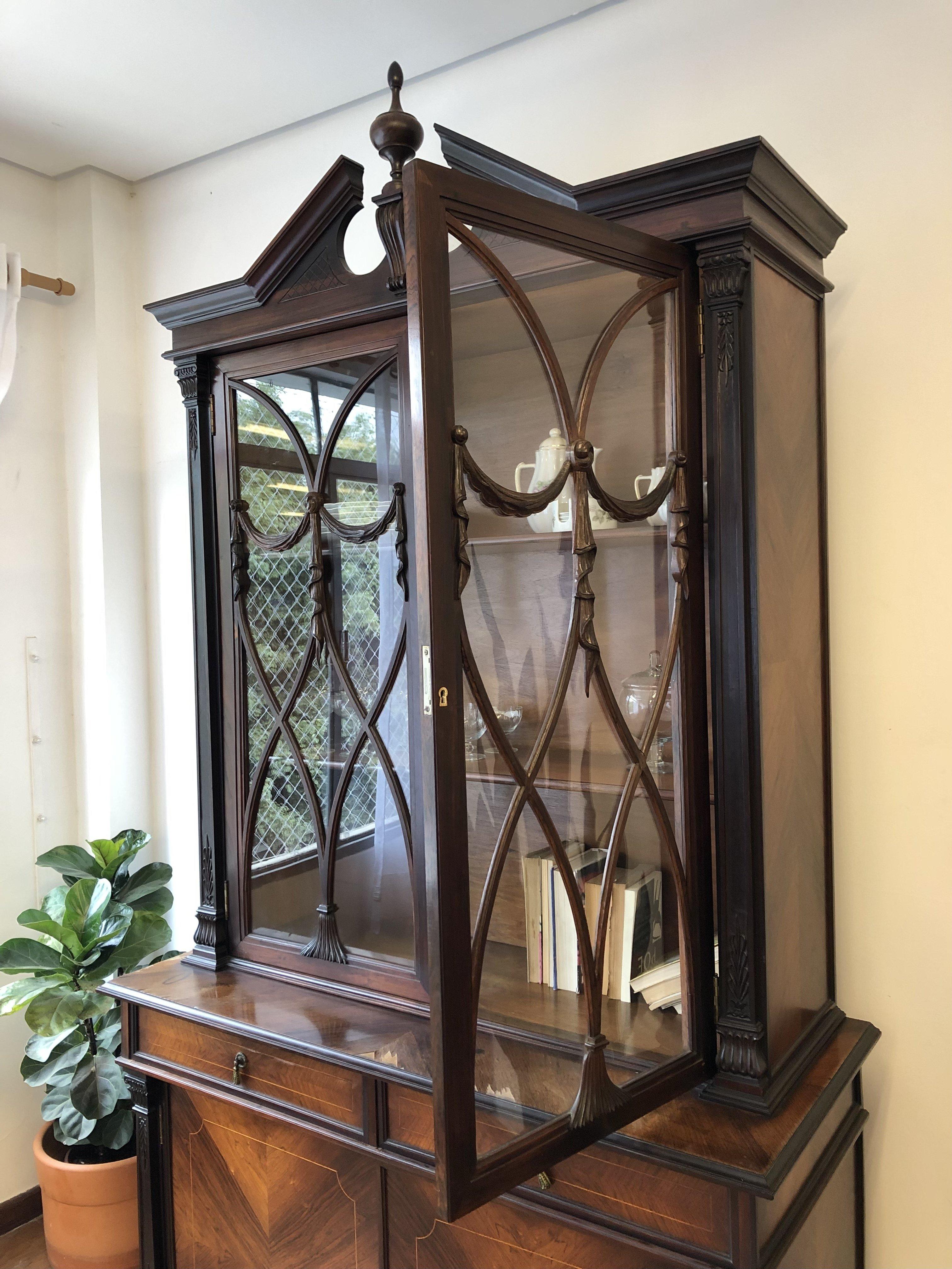 Antique French Vitrine Bookcase in Rosewood For Sale 4